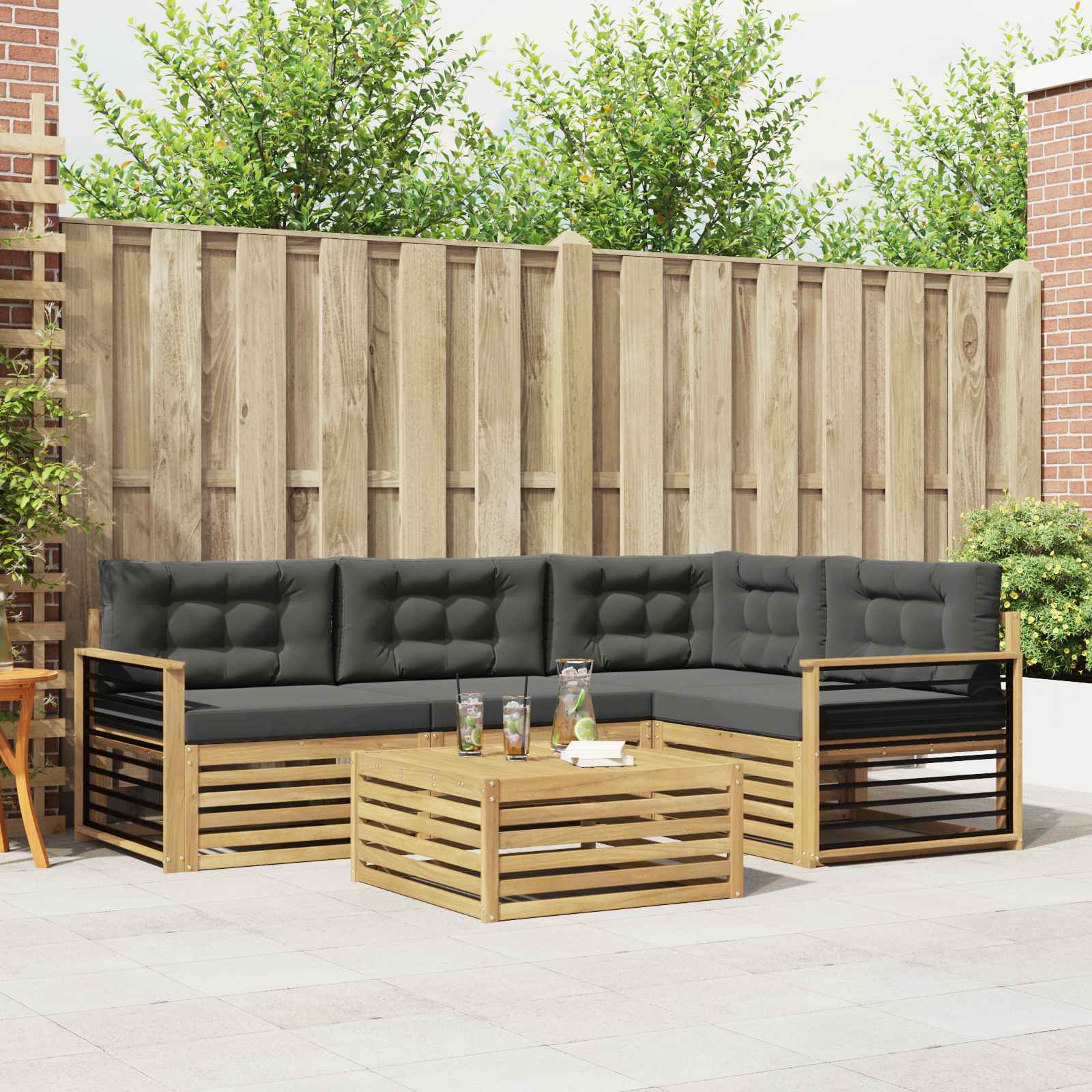 vidaXL Buiten bankenset 5 pcs Naturel Massief Acaciahout