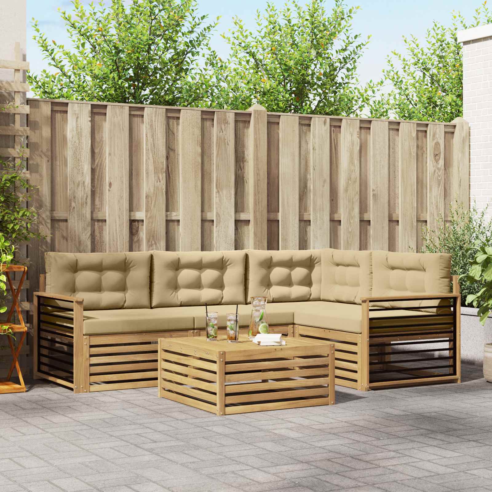 vidaXL Buiten bankenset 5 pcs Naturel Massief Acaciahout