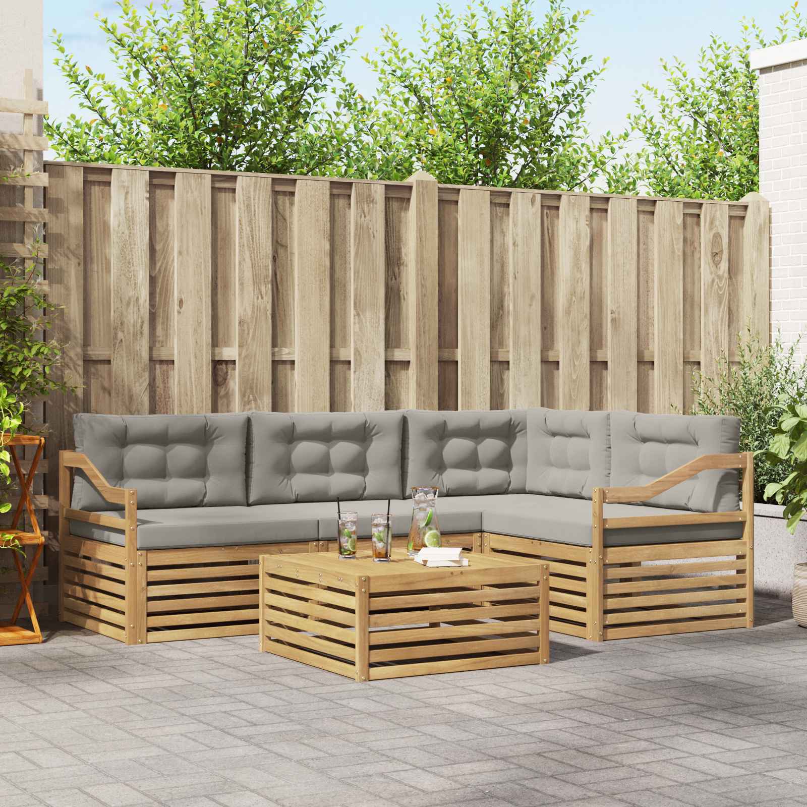 vidaXL Buiten bankenset 5 pcs Naturel Massief Acaciahout