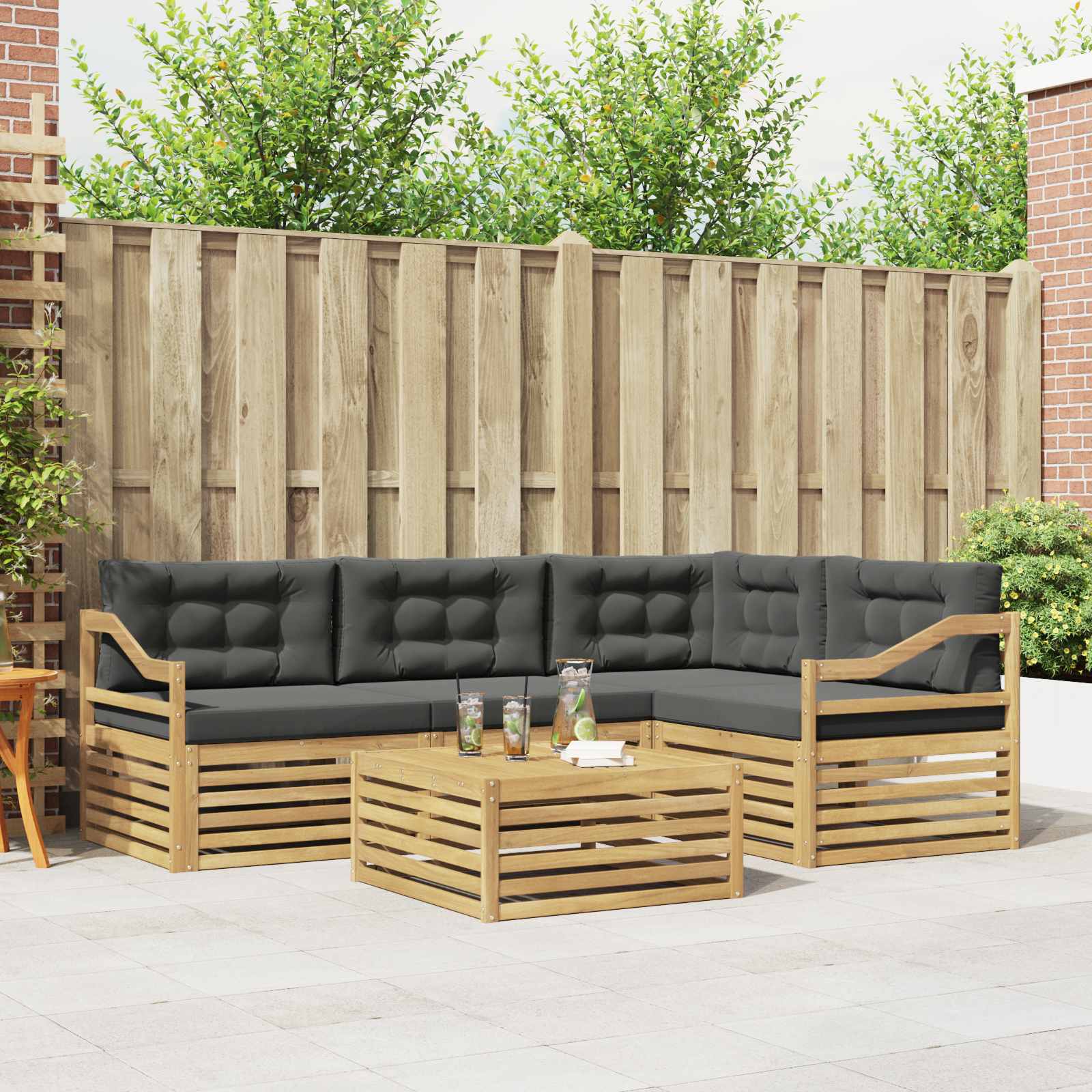 vidaXL Buiten bankenset 5 pcs Naturel Massief Acaciahout