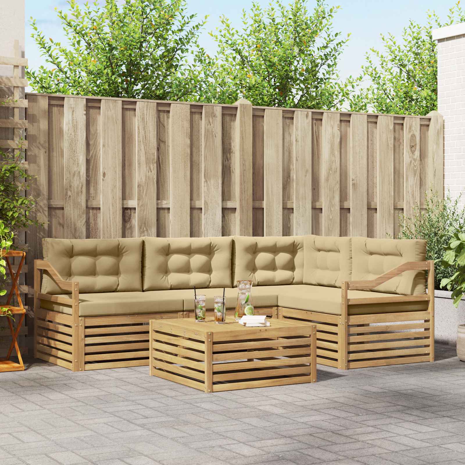vidaXL Buiten bankenset 5 pcs Naturel Massief Acaciahout