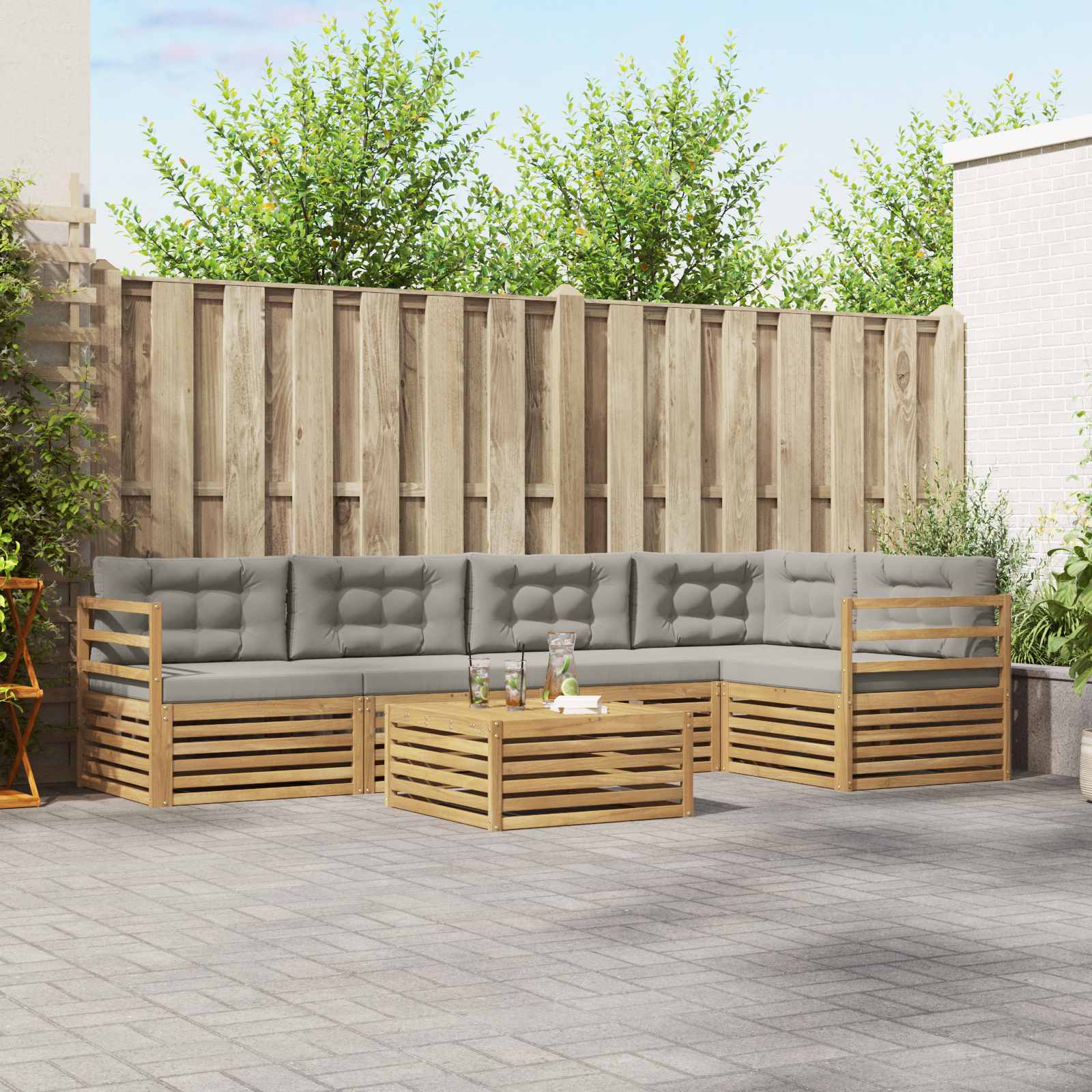 vidaXL Buiten bankenset 6 pcs Naturel Massief Acaciahout