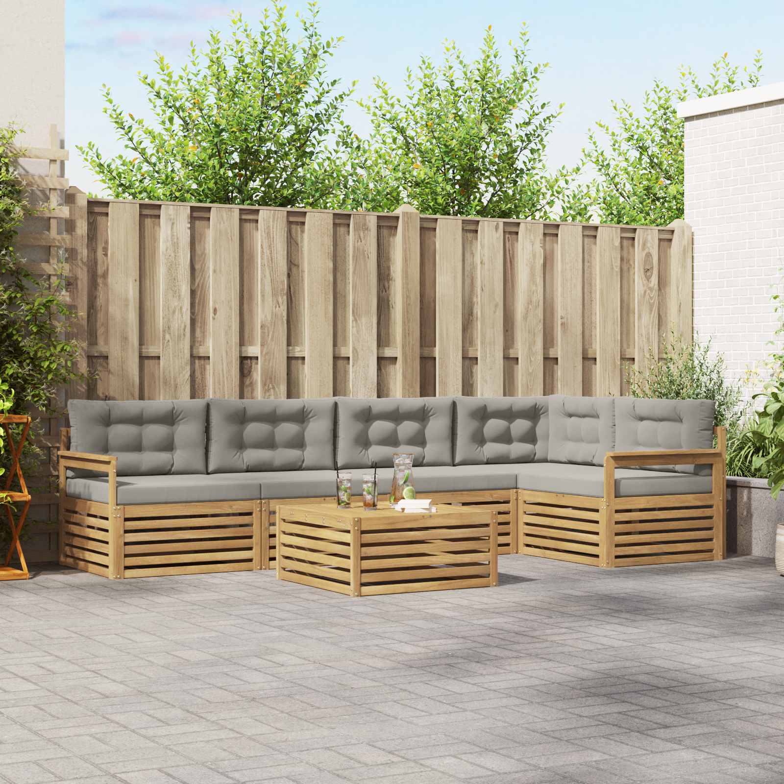 vidaXL Buiten bankenset 6 pcs Naturel Massief Acaciahout