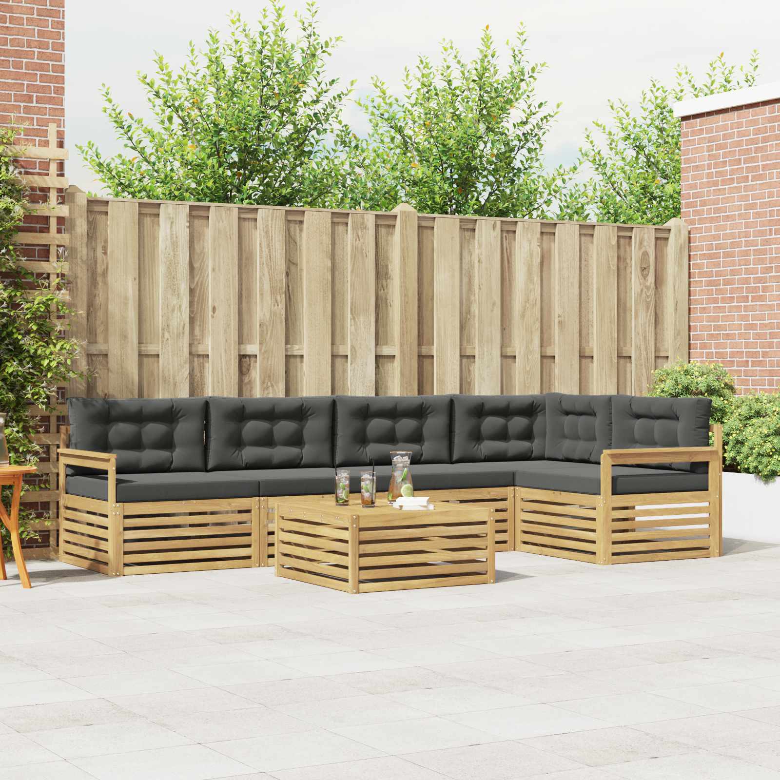 vidaXL Buiten bankenset 6 pcs Naturel Massief Acaciahout