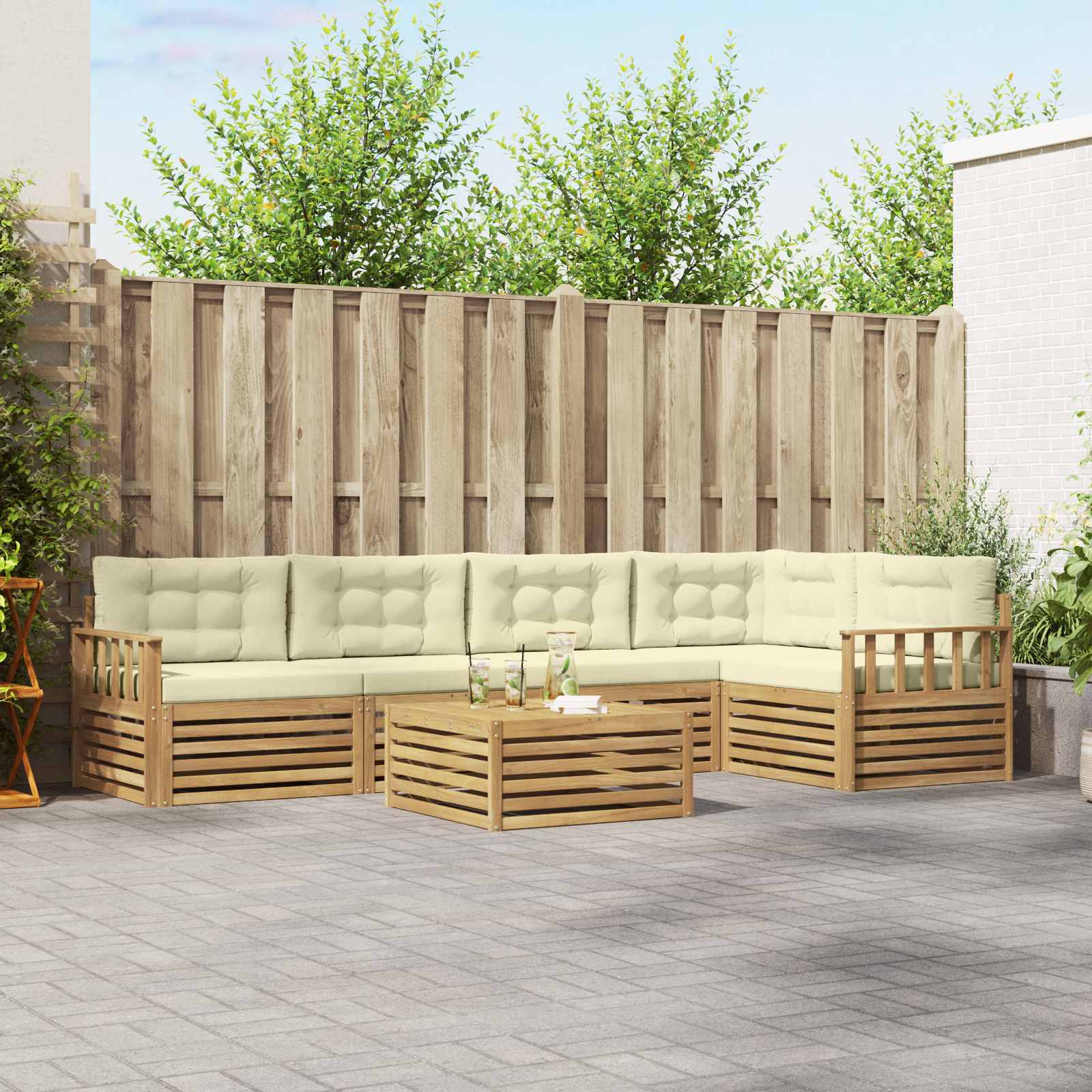 vidaXL Buiten bankenset 6 pcs Naturel Massief Acaciahout