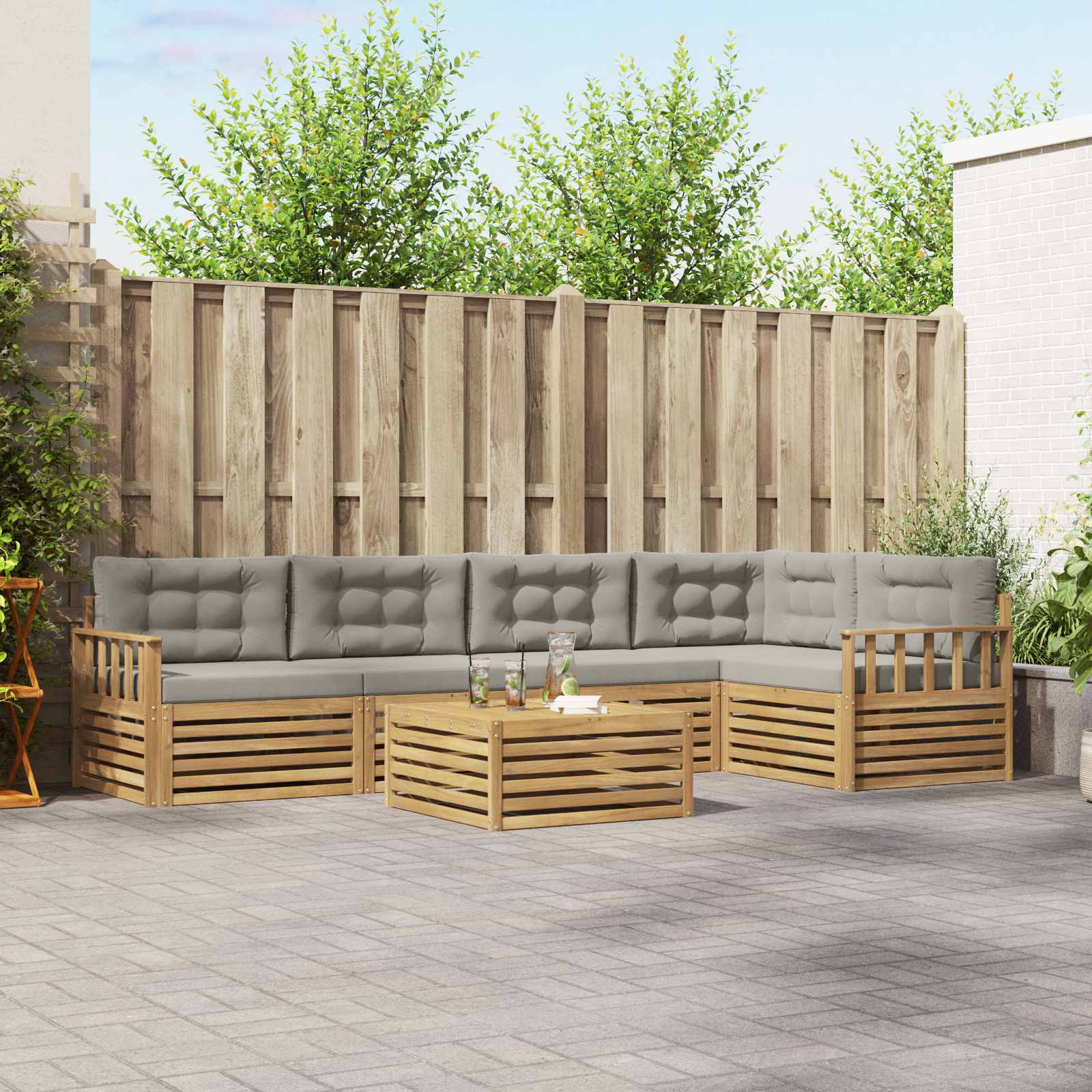 vidaXL Buiten bankenset 6 pcs Naturel Massief Acaciahout
