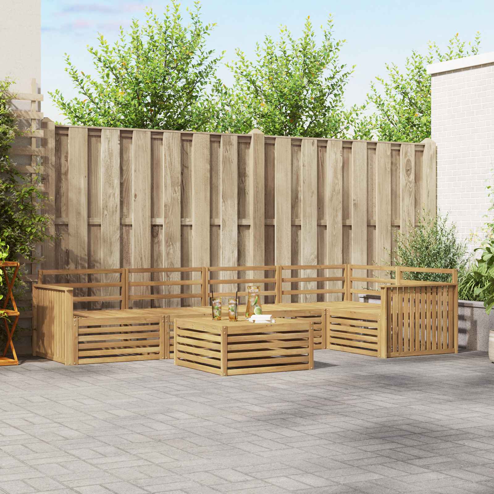 vidaXL Buiten bankenset 6 pcs Naturel Massief Acaciahout