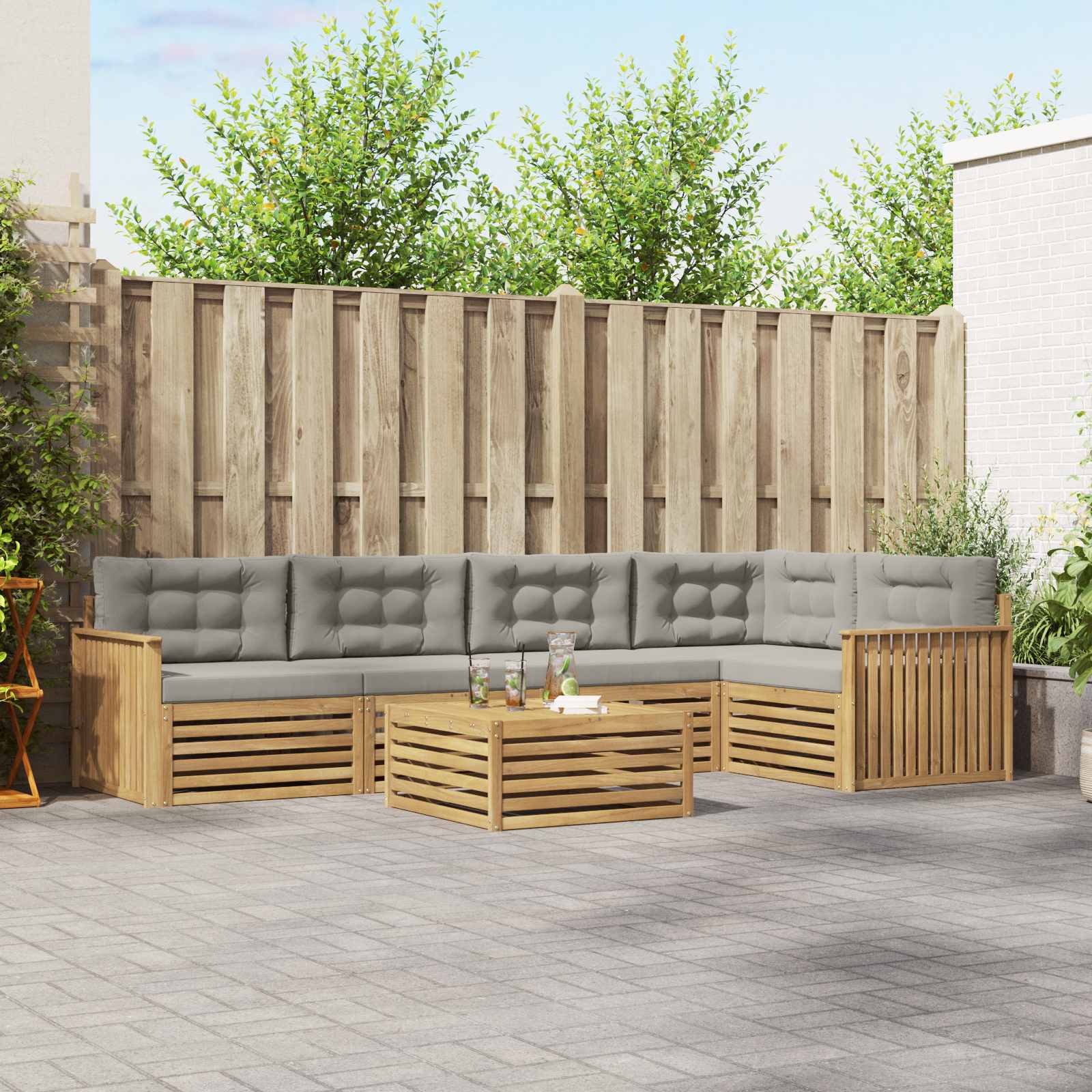 vidaXL Buiten bankenset 6 pcs Naturel Massief Acaciahout