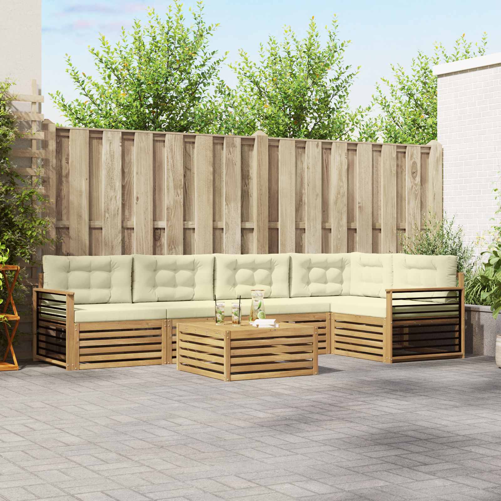 vidaXL Buiten bankenset 6 pcs Naturel Massief Acaciahout