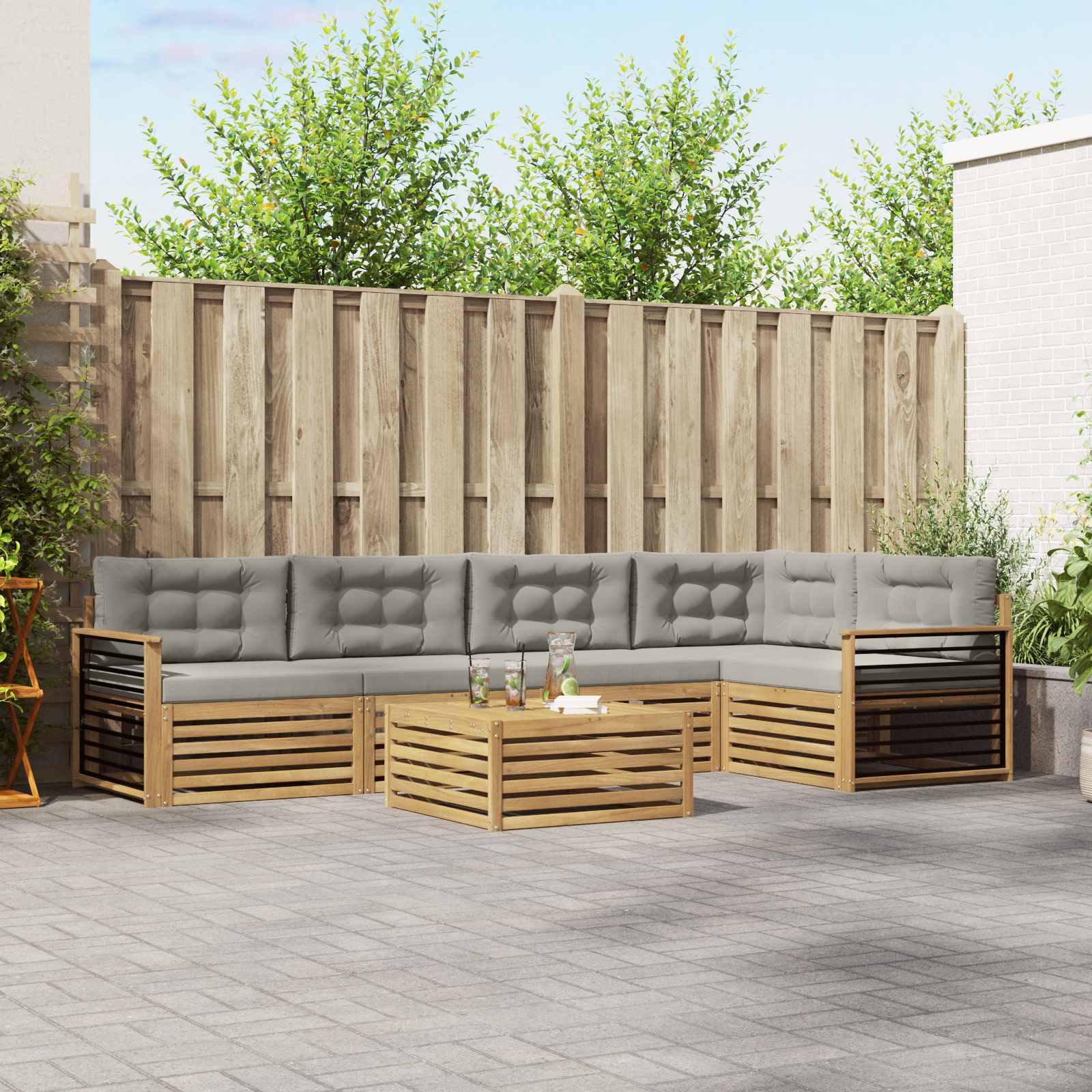 vidaXL Buiten bankenset 6 pcs Naturel Massief Acaciahout
