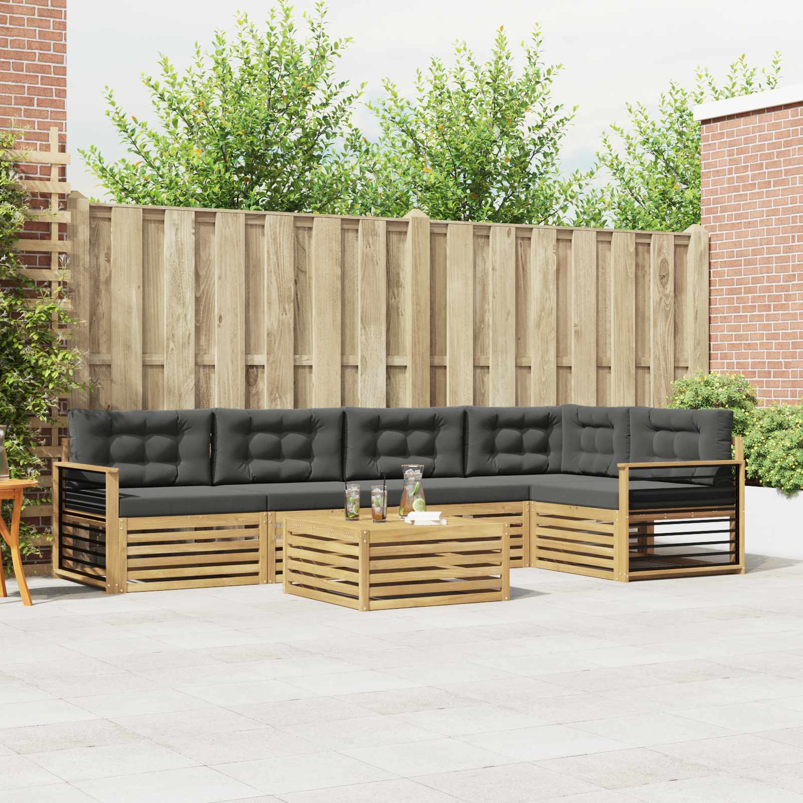 vidaXL Buiten bankenset 6 pcs Naturel Massief Acaciahout