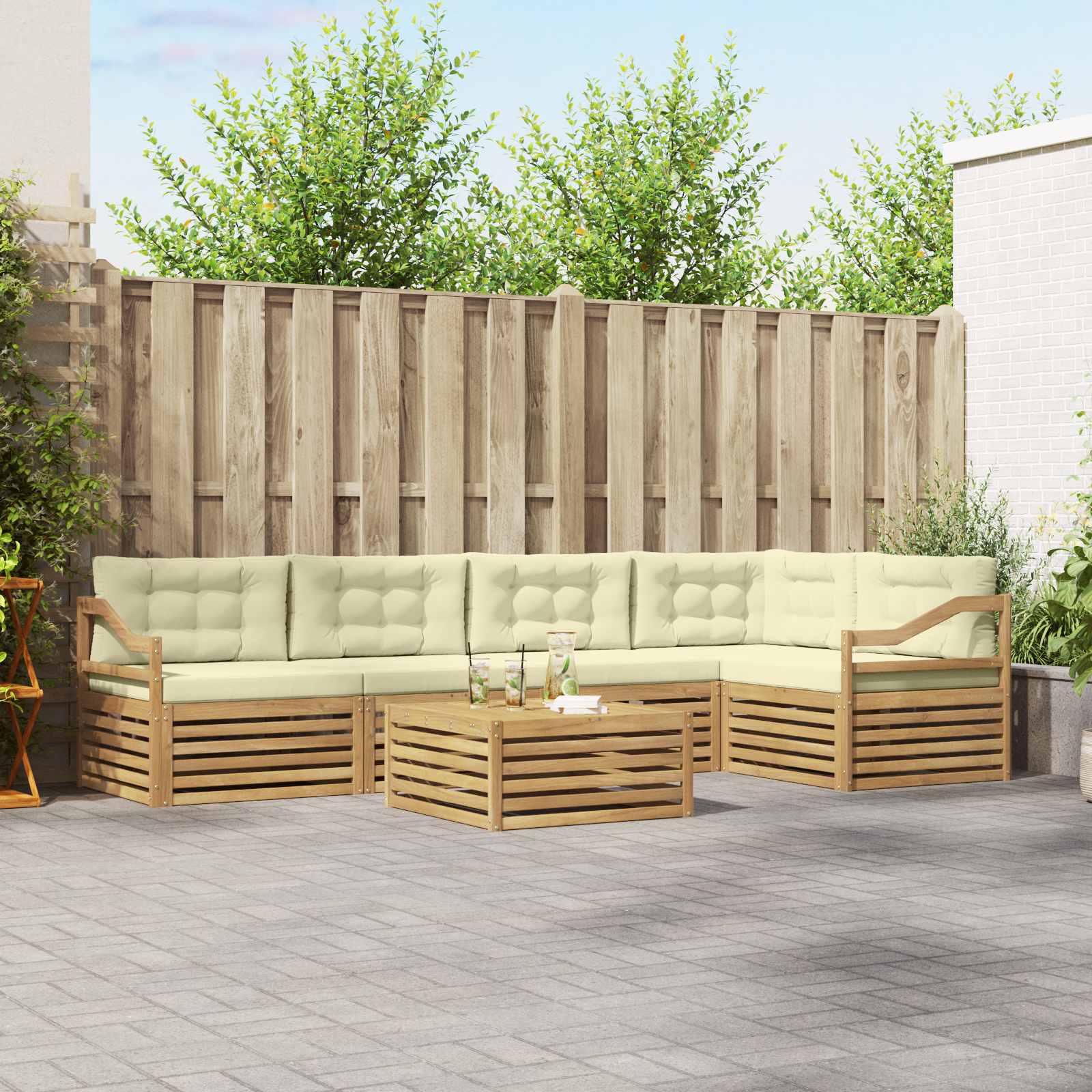 vidaXL Buiten bankenset 6 pcs Naturel Massief Acaciahout
