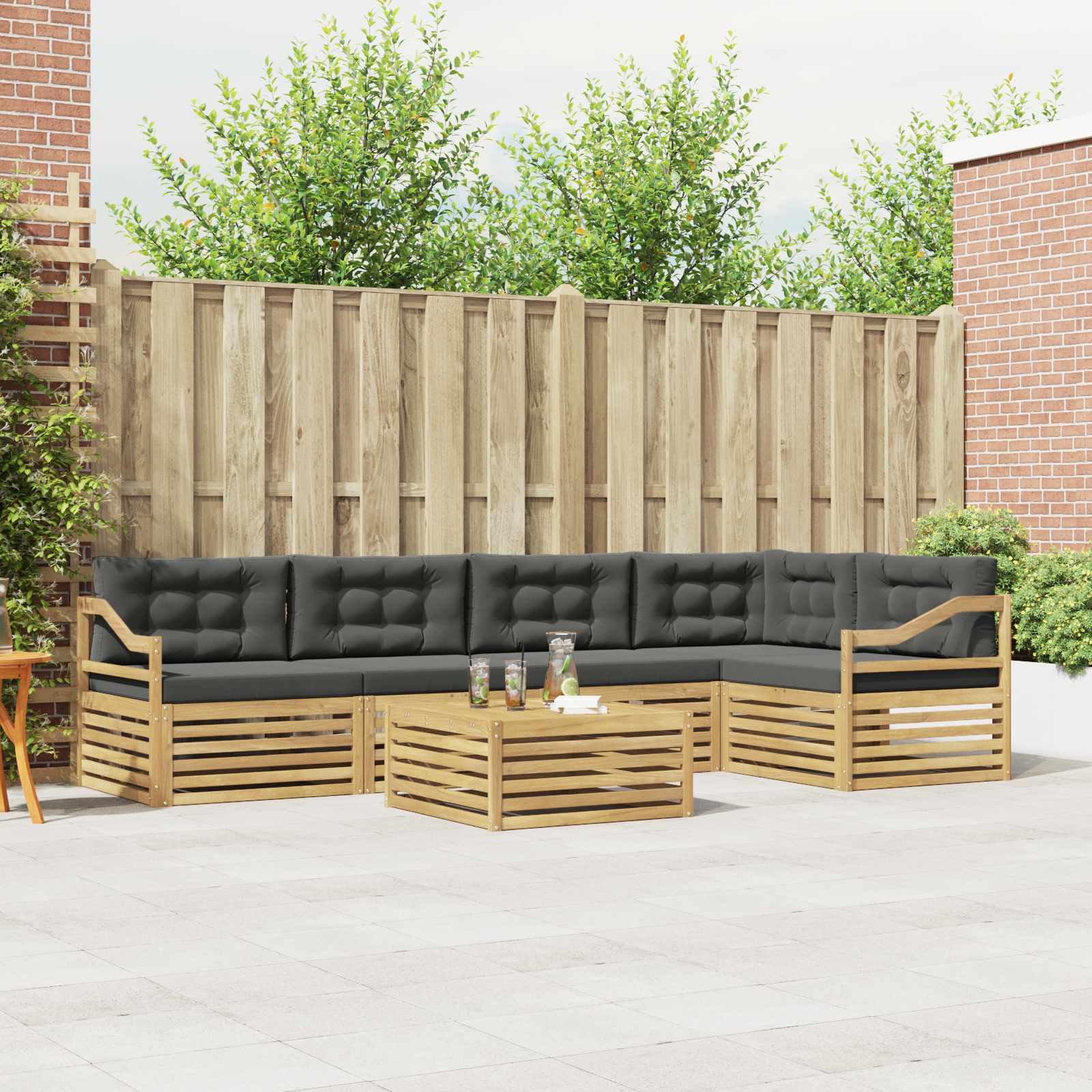 vidaXL Buiten bankenset 6 pcs Naturel Massief Acaciahout