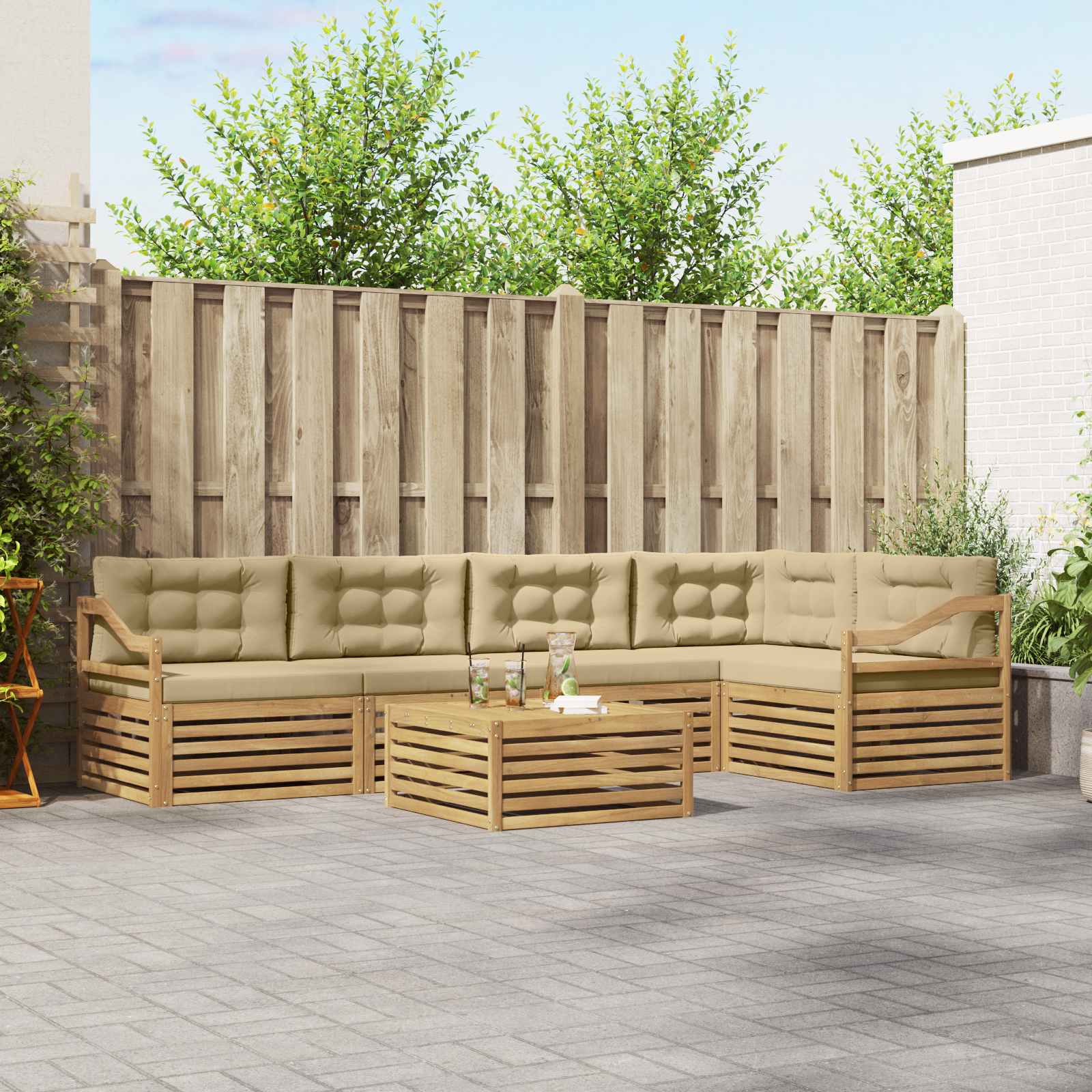 vidaXL Buiten bankenset 6 pcs Naturel Massief Acaciahout