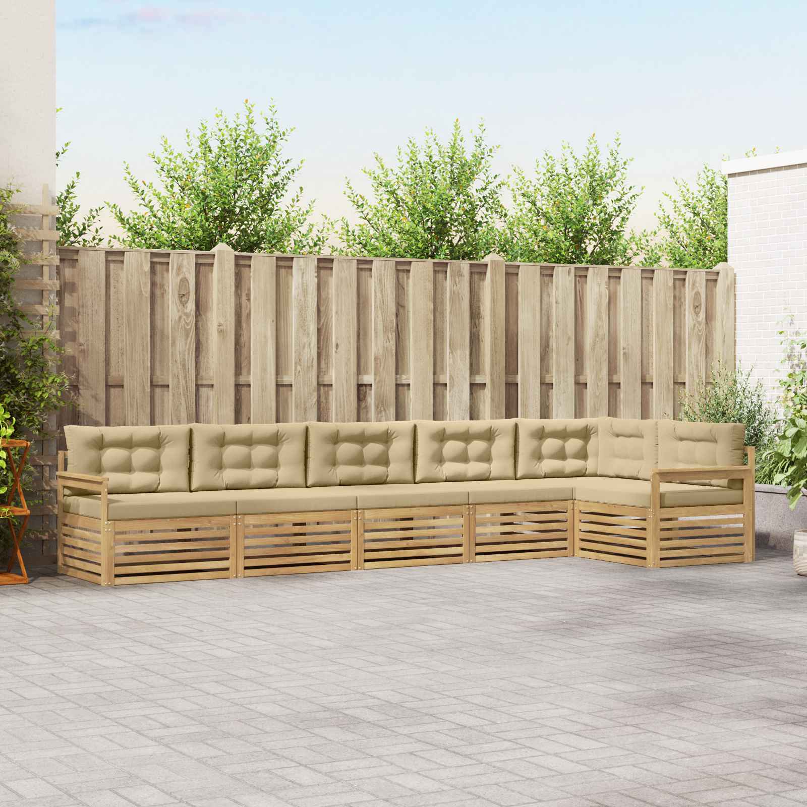 vidaXL Buiten bankenset 6 pcs Naturel Massief Acaciahout