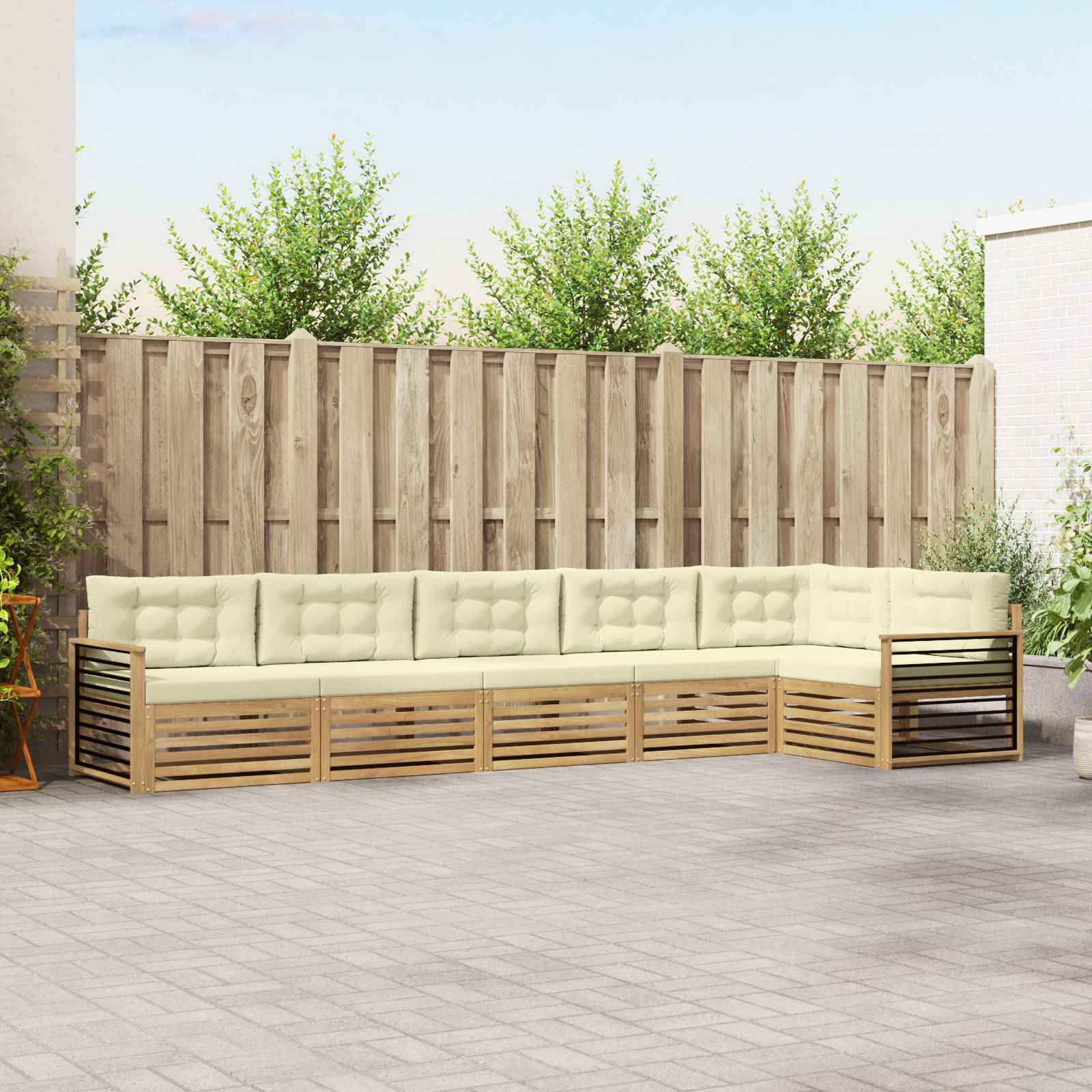 vidaXL Buiten bankenset 6 pcs Naturel Massief Acaciahout