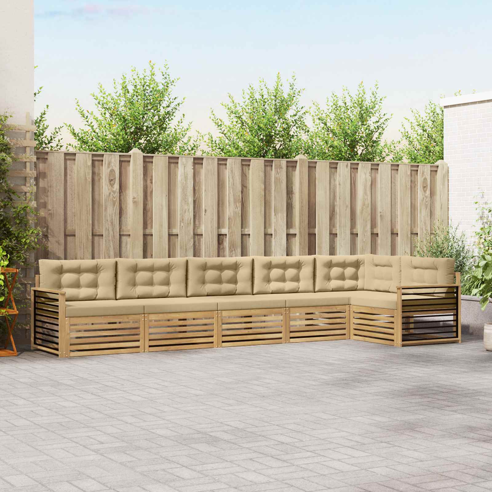vidaXL Buiten bankenset 6 pcs Naturel Massief Acaciahout
