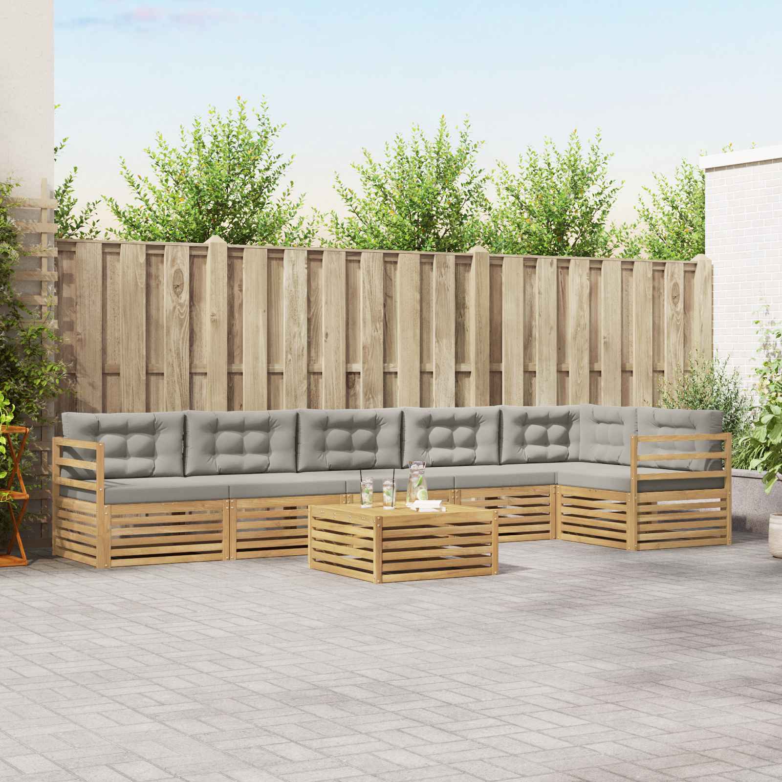 vidaXL Buiten bankenset 7 pcs Naturel Massief Acaciahout