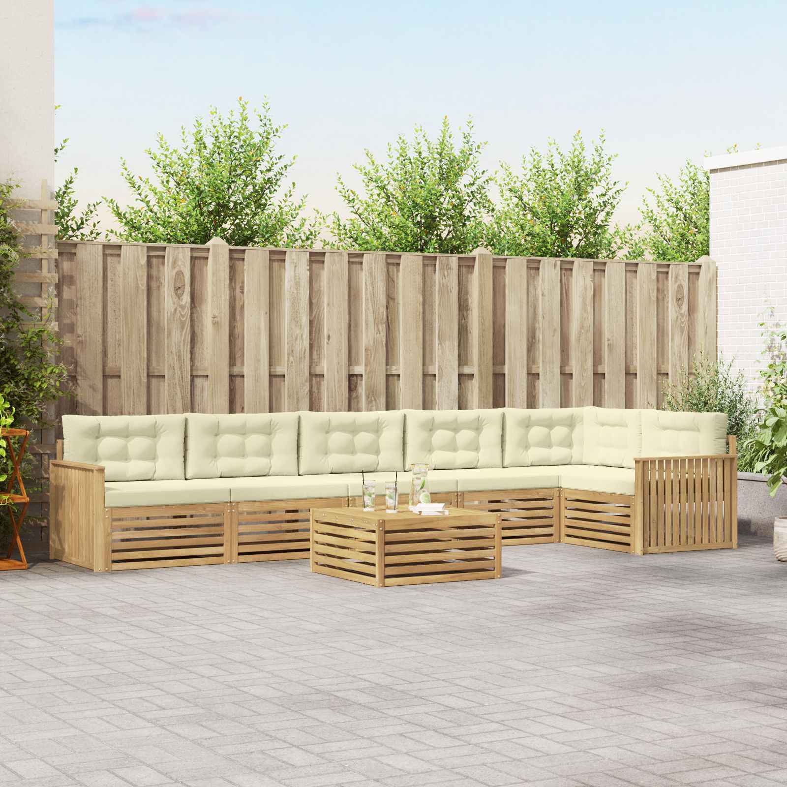 vidaXL Buiten bankenset 7 pcs Naturel Massief Acaciahout