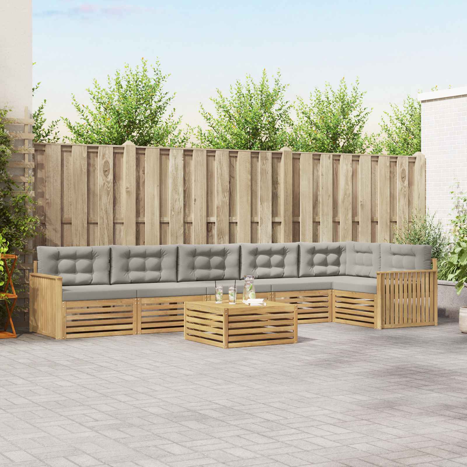 vidaXL Buiten bankenset 7 pcs Naturel Massief Acaciahout