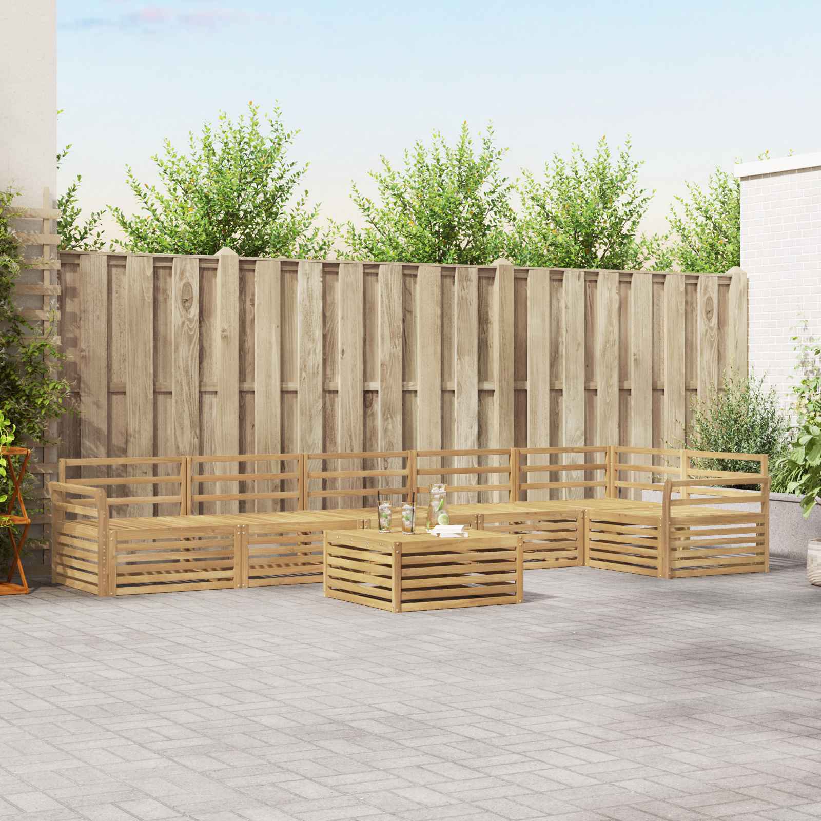 vidaXL Buiten bankenset 7 pcs Naturel Massief Acaciahout