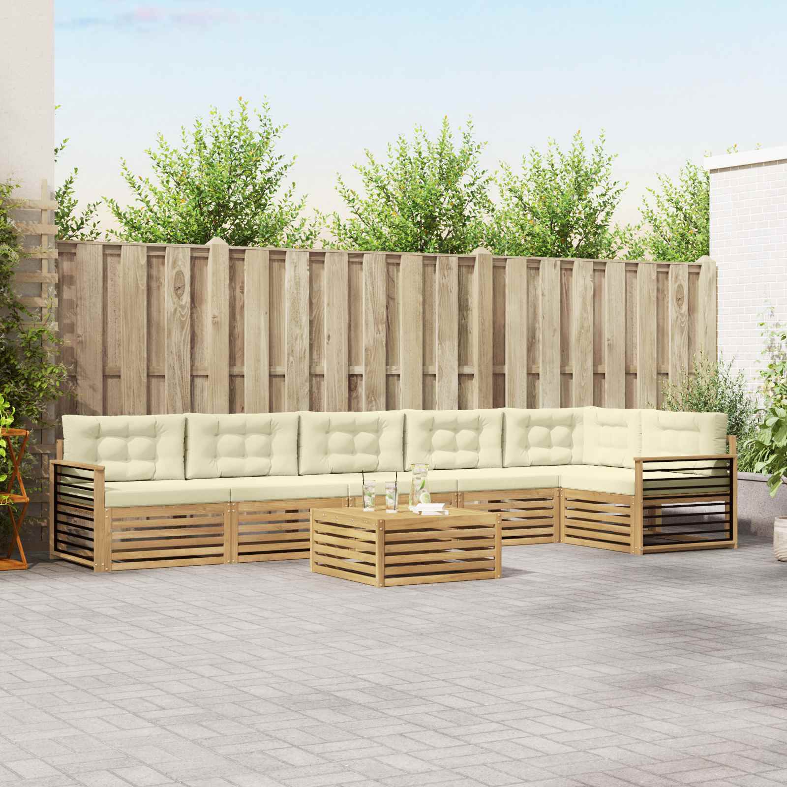 vidaXL Buiten bankenset 7 pcs Naturel Massief Acaciahout