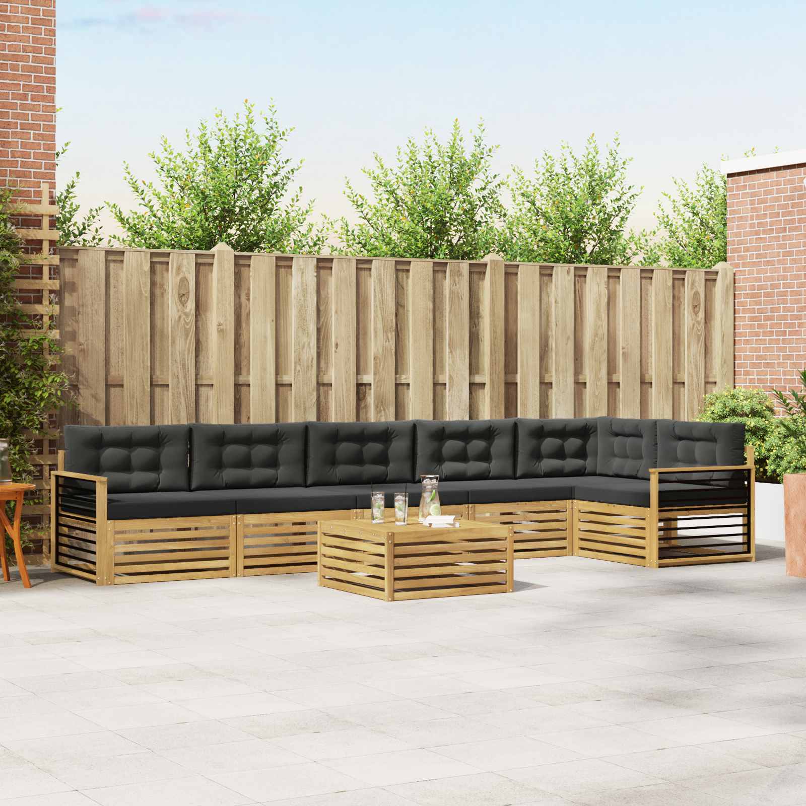 vidaXL Buiten bankenset 7 pcs Naturel Massief Acaciahout