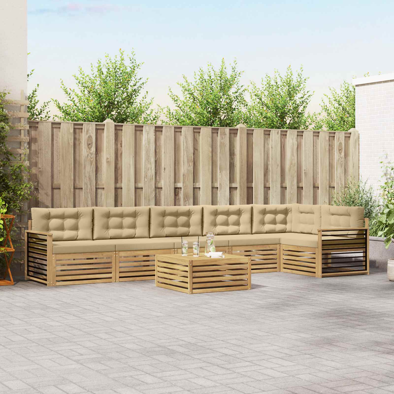 vidaXL Buiten bankenset 7 pcs Naturel Massief Acaciahout