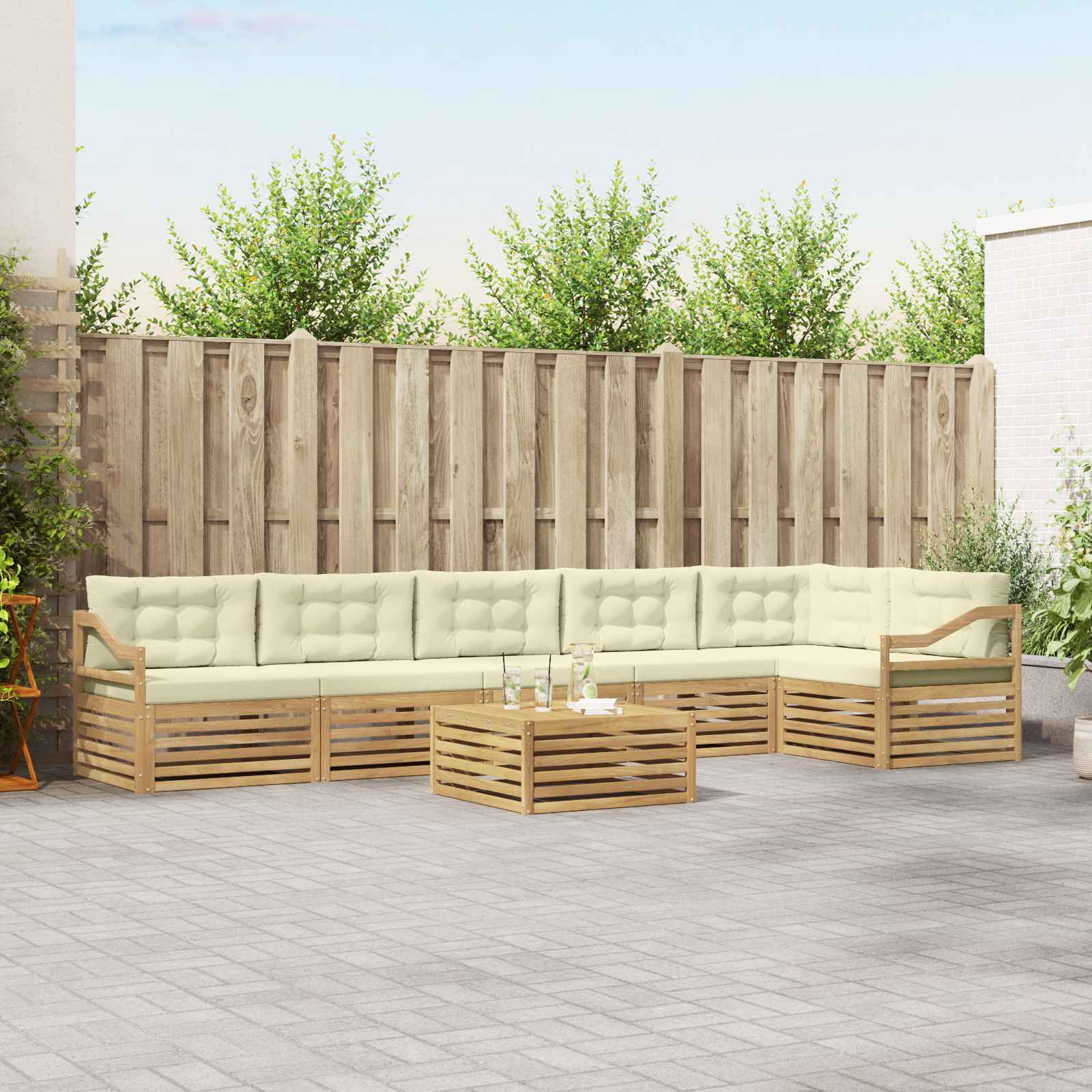 vidaXL Buiten bankenset 7 pcs Naturel Massief Acaciahout