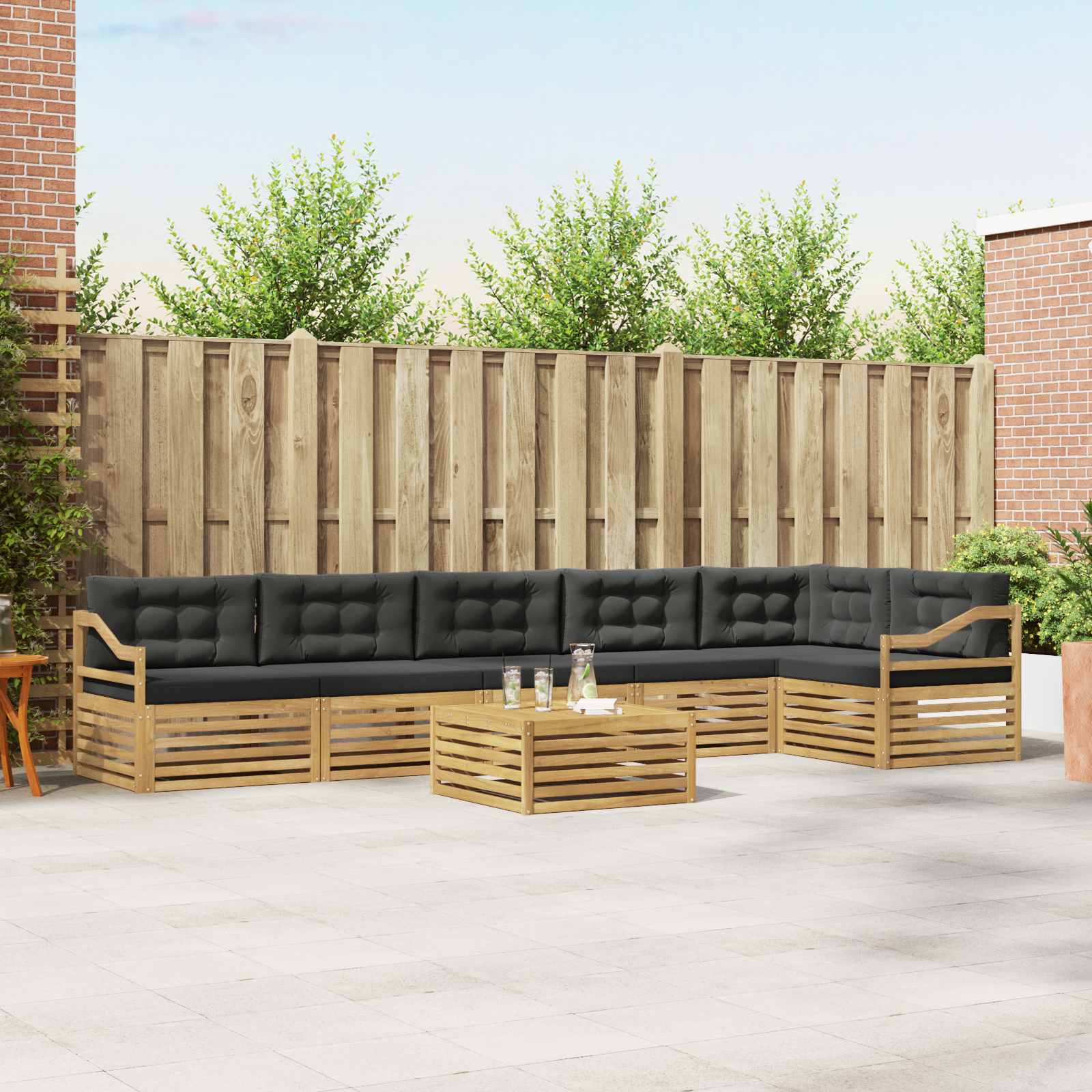 vidaXL Buiten bankenset 7 pcs Naturel Massief Acaciahout
