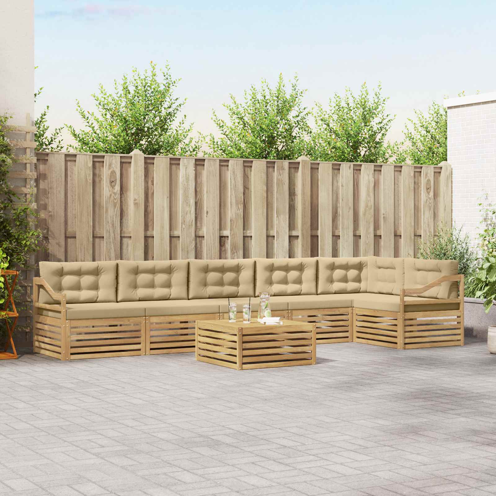 vidaXL Buiten bankenset 7 pcs Naturel Massief Acaciahout