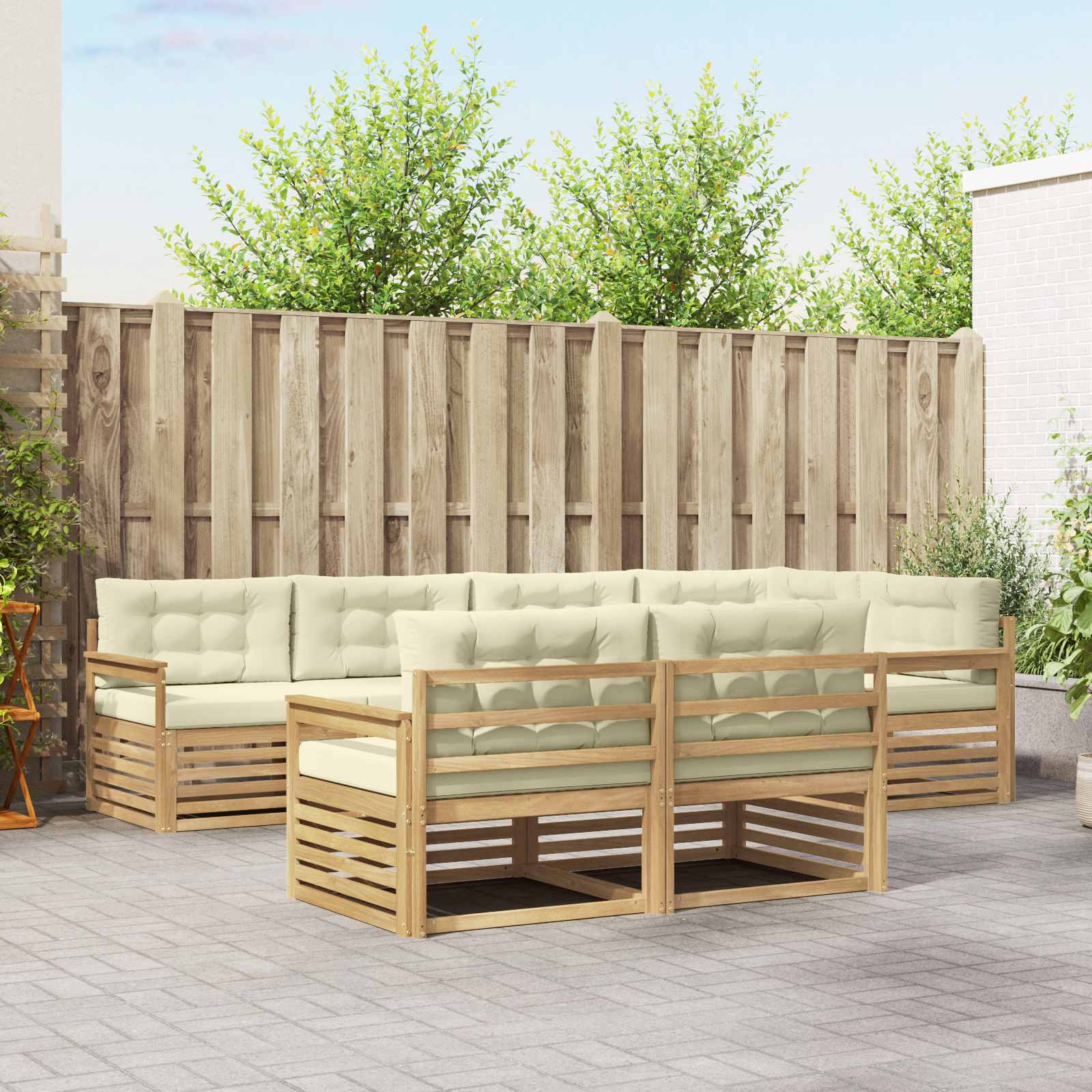 vidaXL Buiten bankenset 7 pcs Naturel