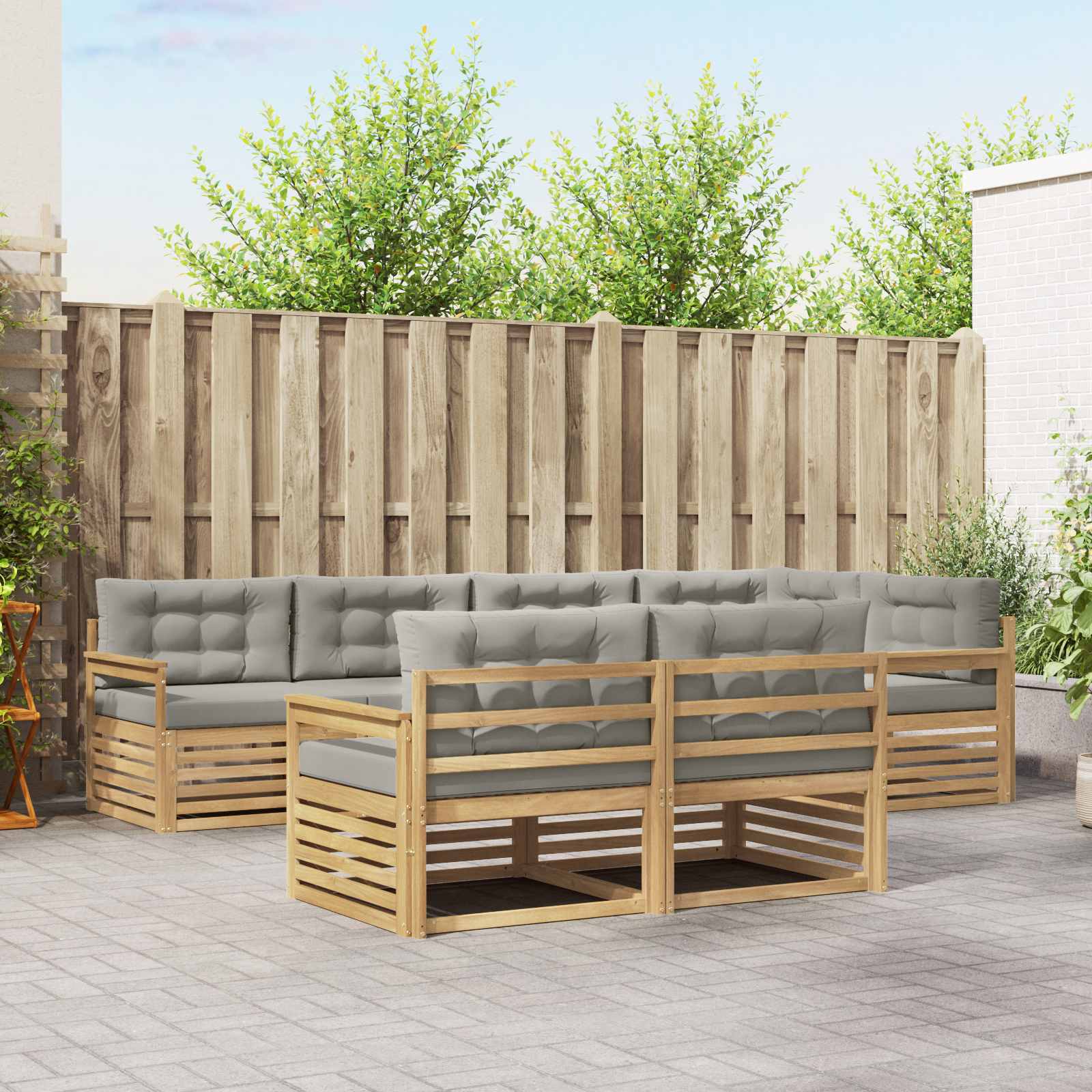 vidaXL Buiten bankenset 7 pcs Naturel