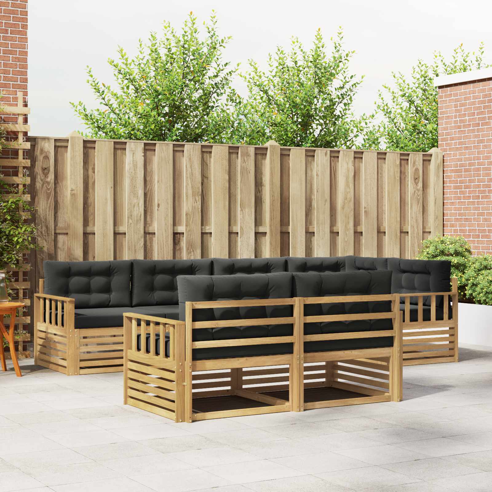 vidaXL Buiten bankenset 7 pcs Naturel