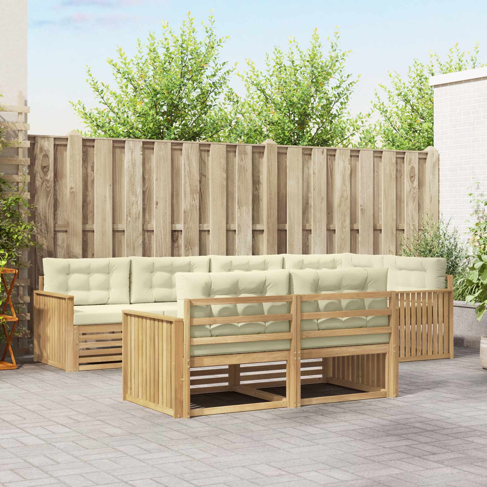 vidaXL Buiten bankenset 7 pcs Naturel