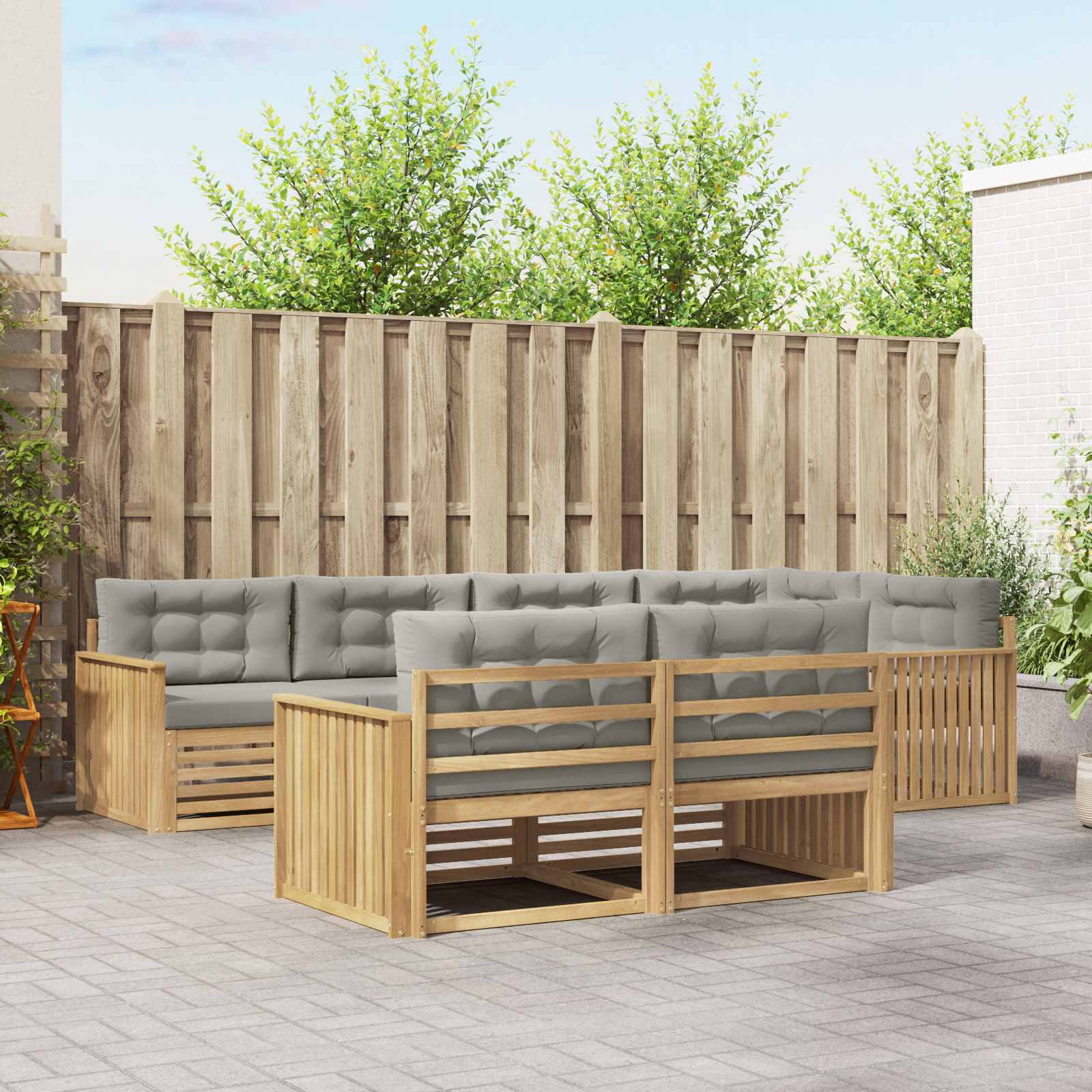 vidaXL Buiten bankenset 7 pcs Naturel