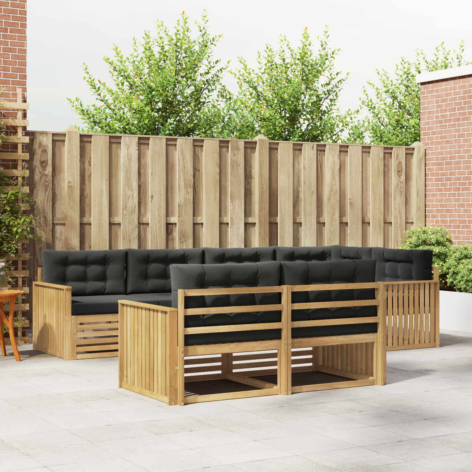 vidaXL Buiten bankenset 7 pcs Naturel