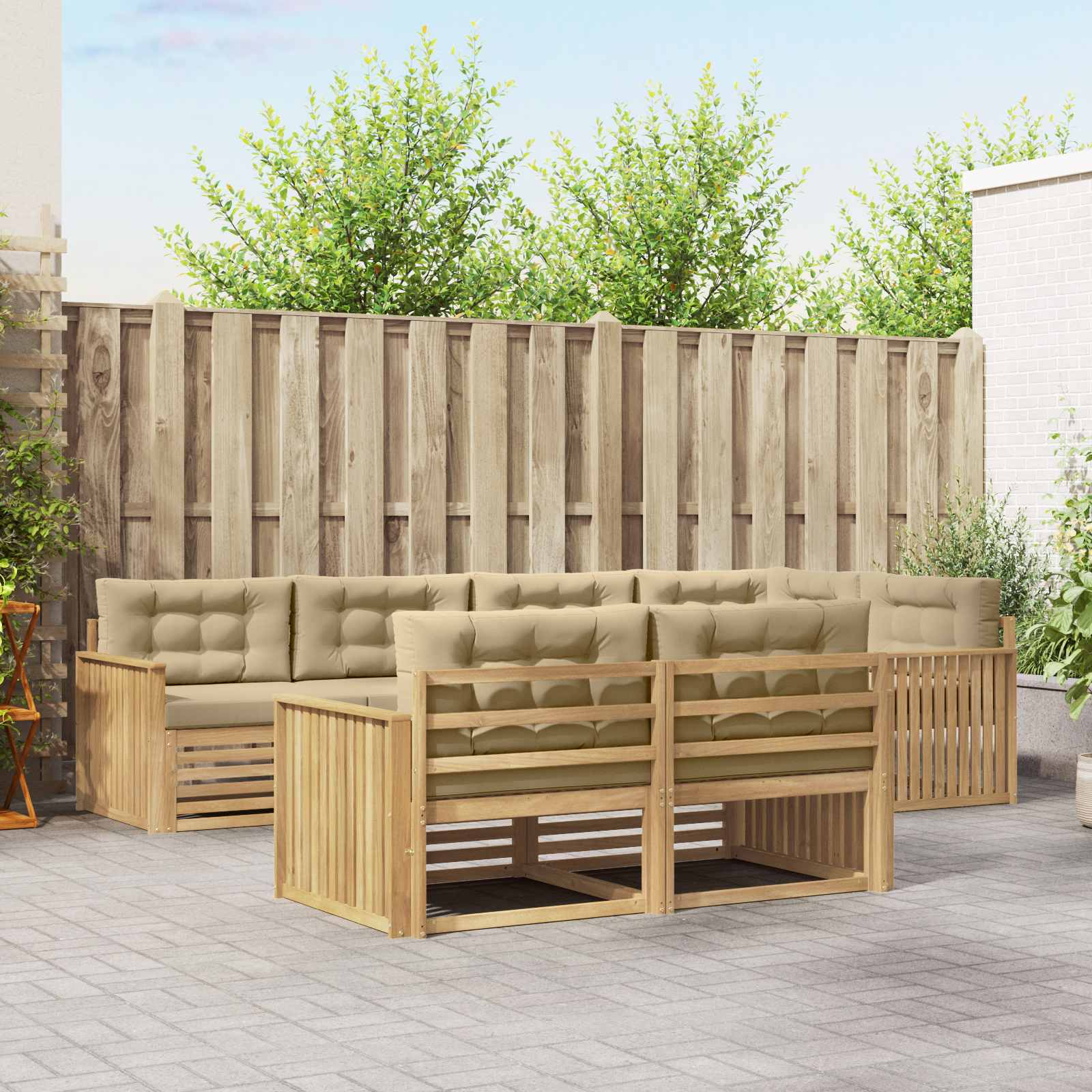vidaXL Buiten bankenset 7 pcs Naturel