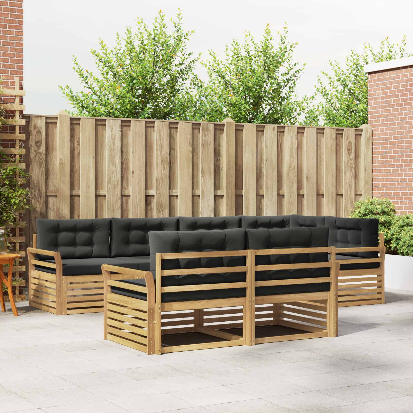 vidaXL Buiten bankenset 7 pcs Naturel