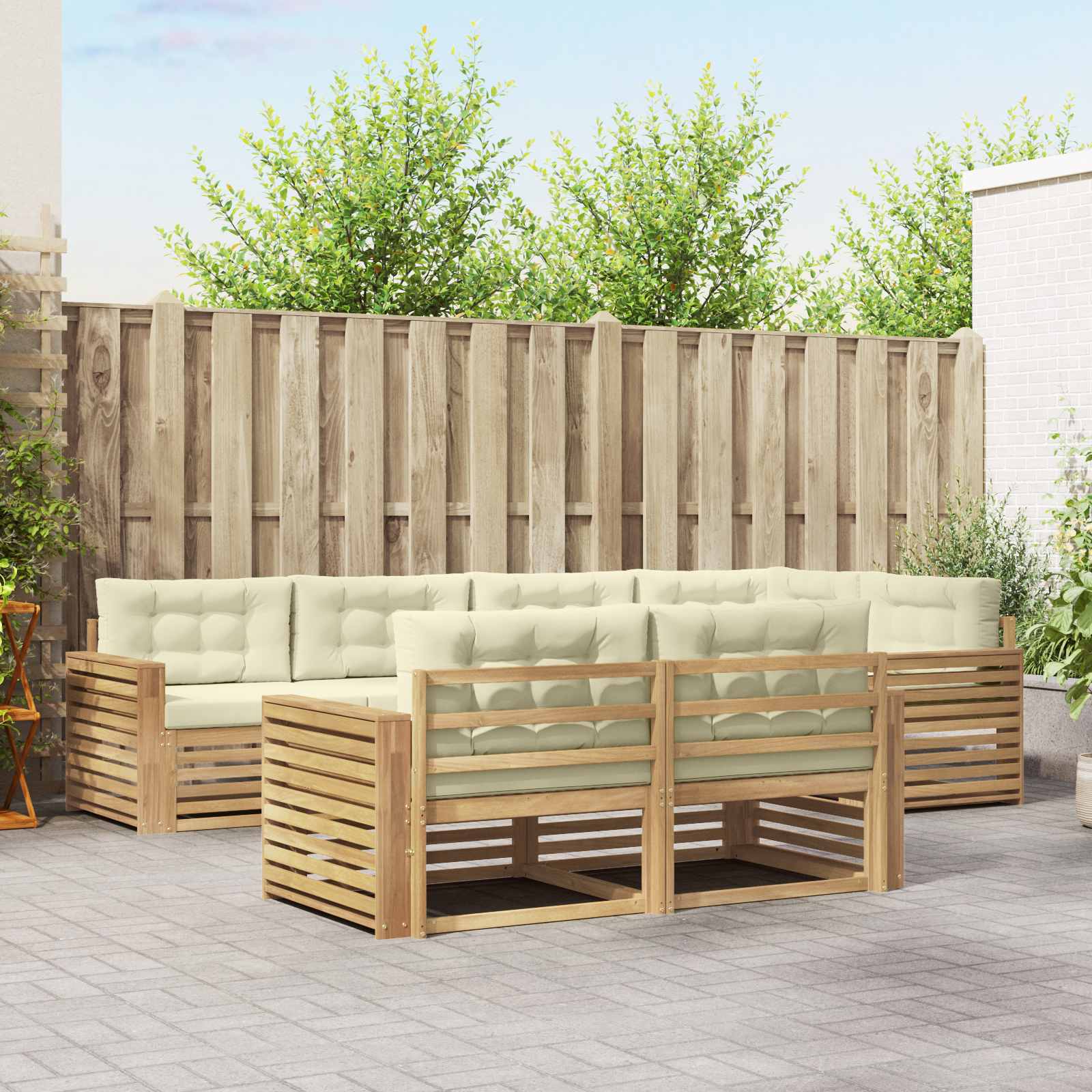 vidaXL Buiten bankenset 7 pcs Naturel