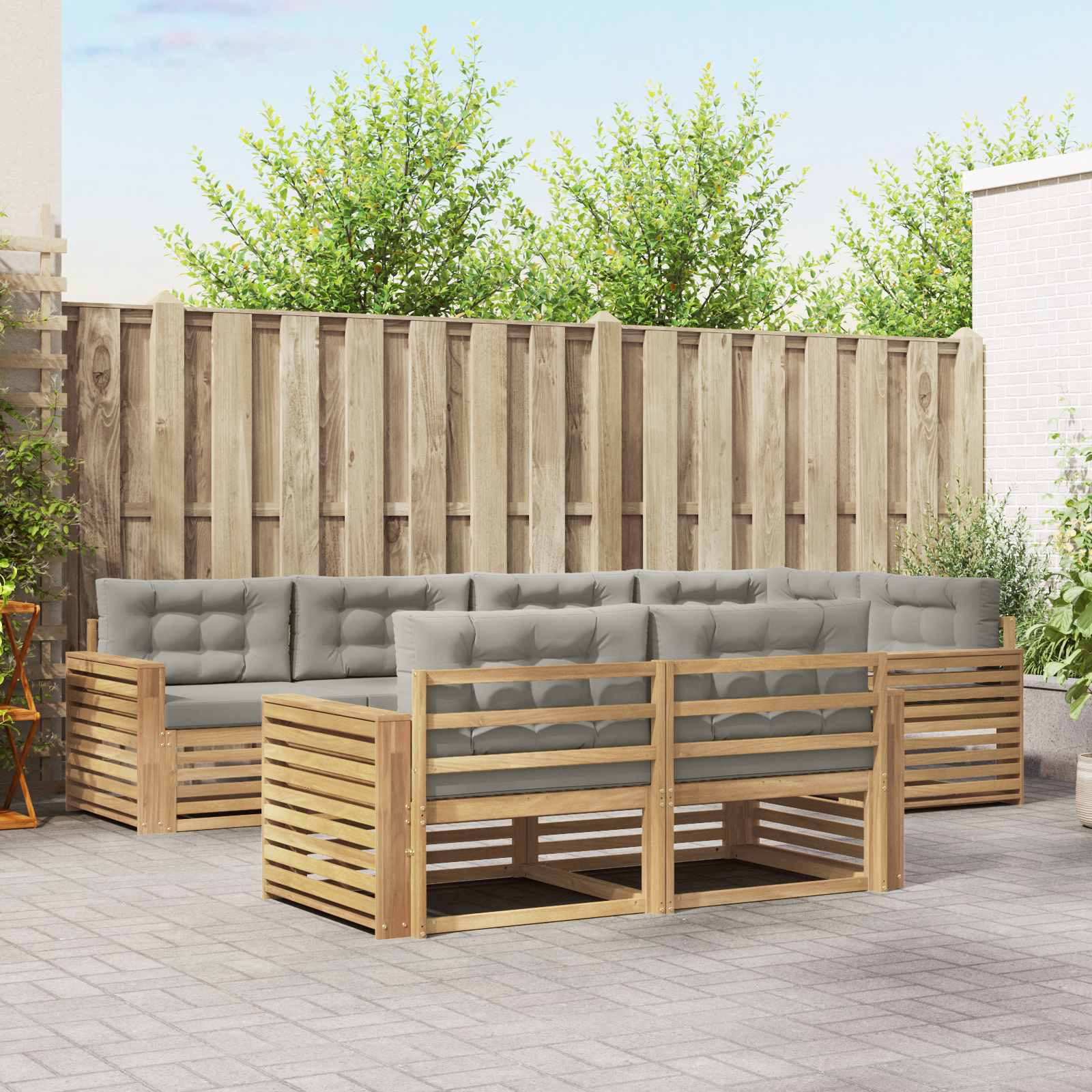 vidaXL Buiten bankenset 7 pcs Naturel