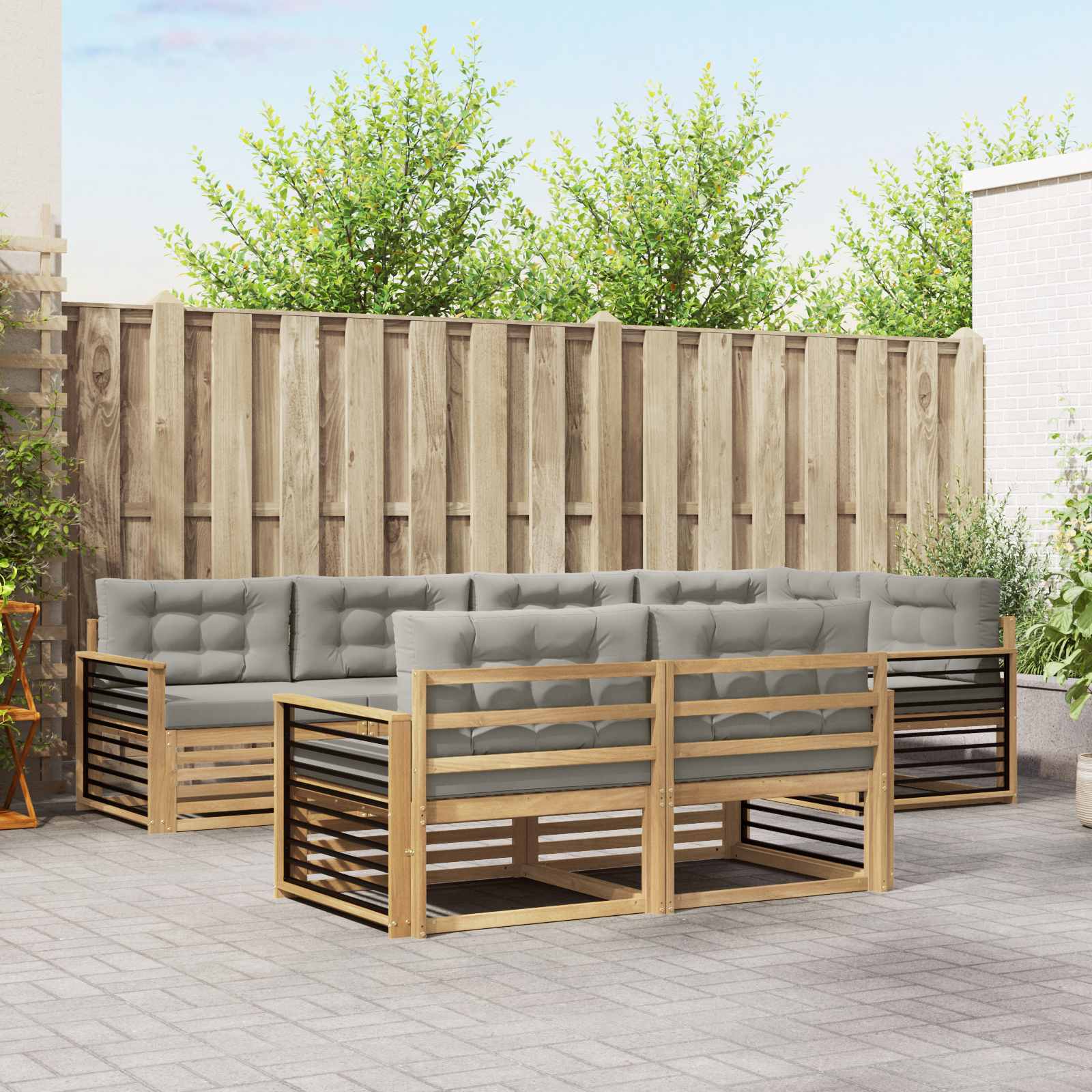 vidaXL Buiten bankenset 7 pcs Naturel