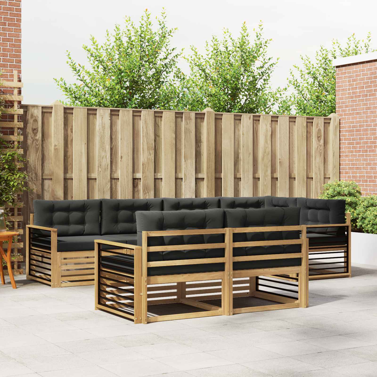 vidaXL Buiten bankenset 7 pcs Naturel