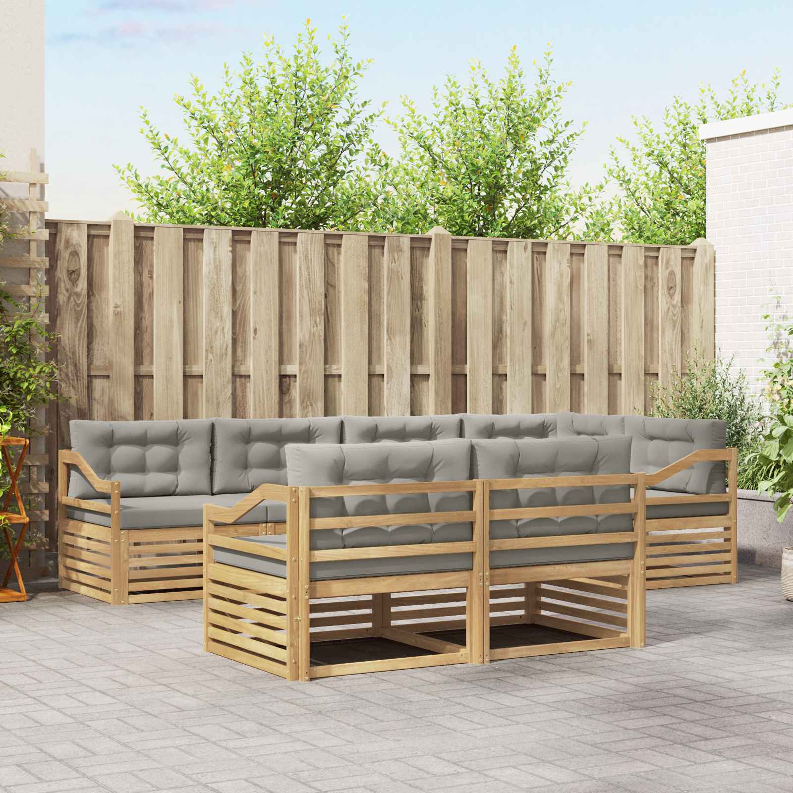 vidaXL Buiten bankenset 7 pcs Naturel