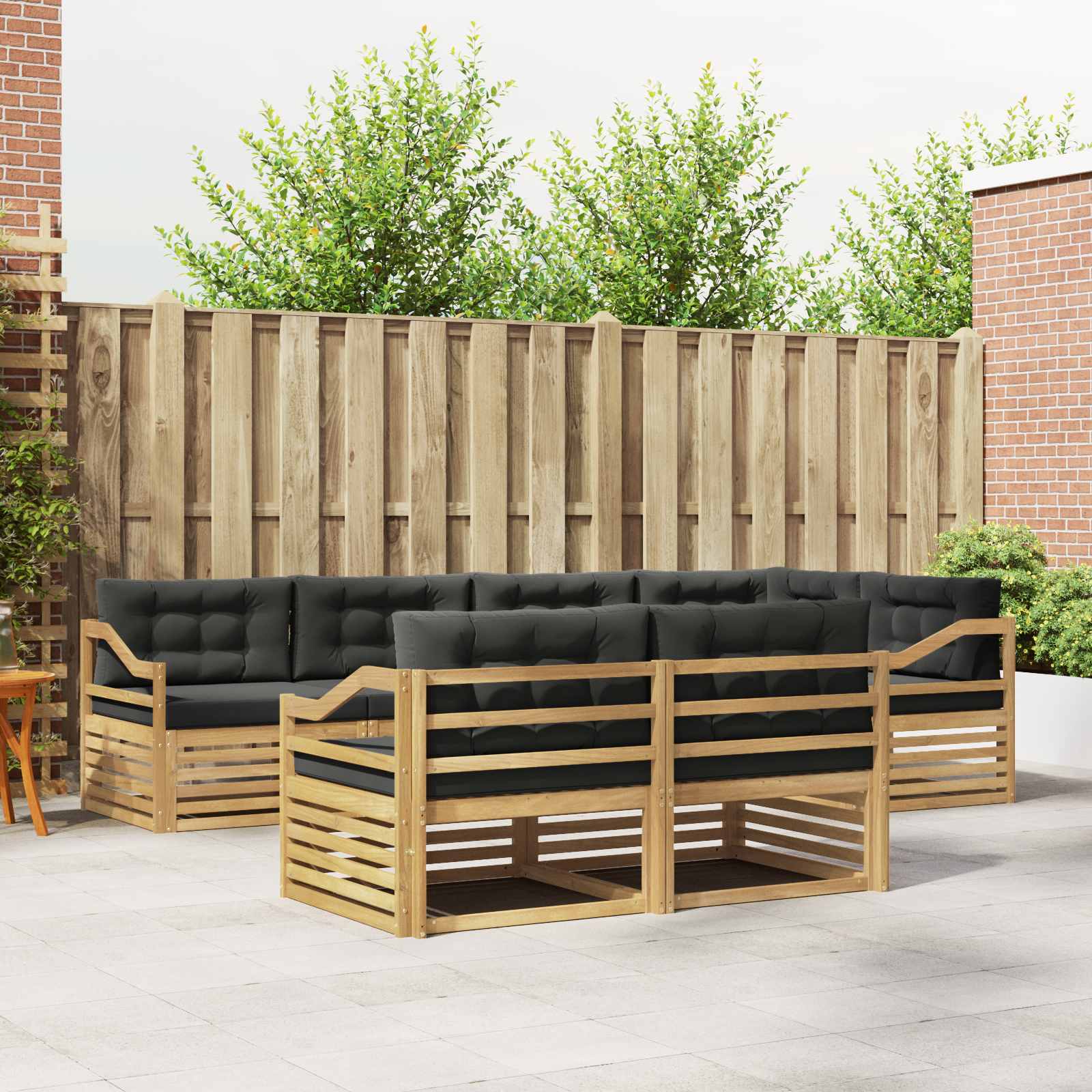 vidaXL Buiten bankenset 7 pcs Naturel