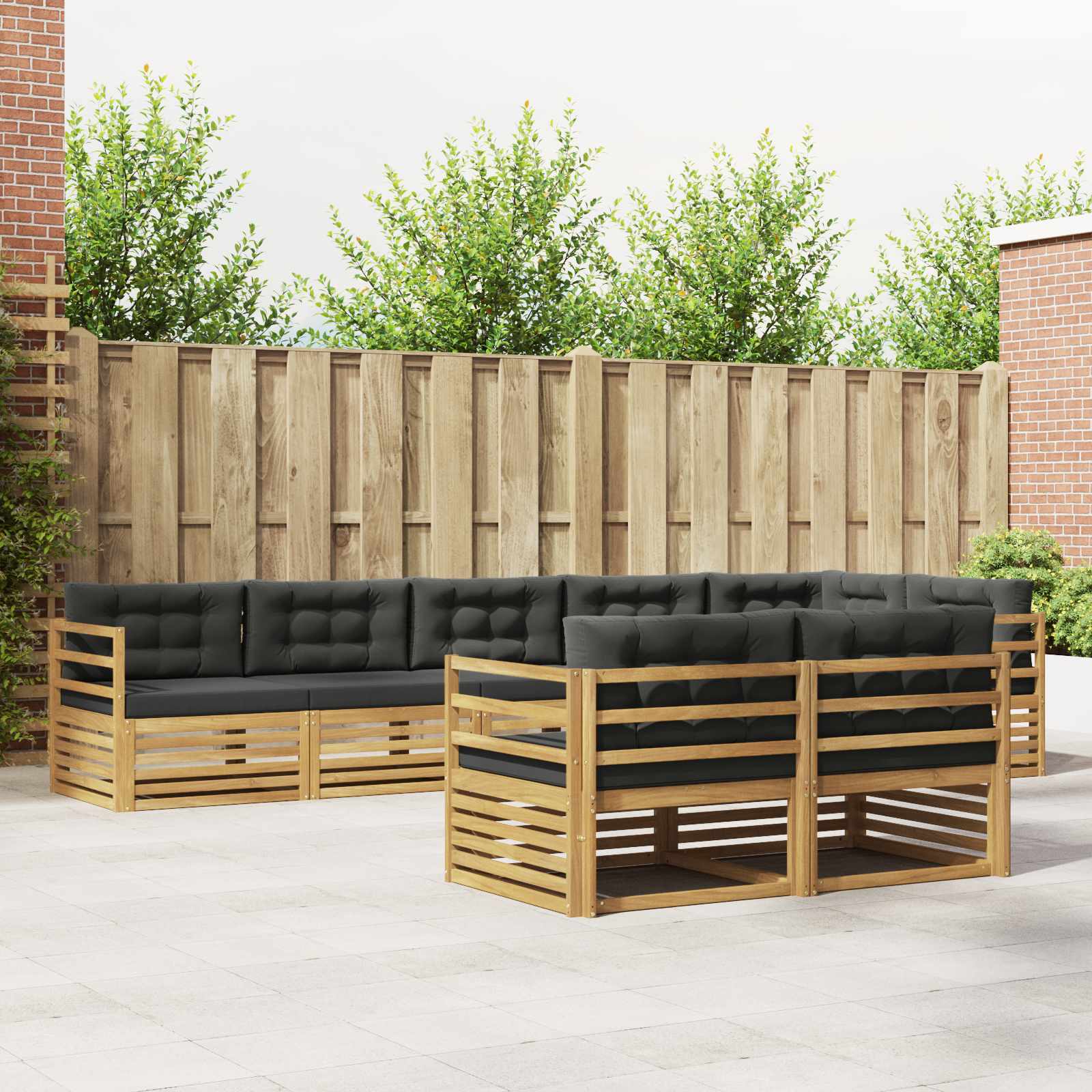 vidaXL Buiten bankenset 8 pcs Naturel