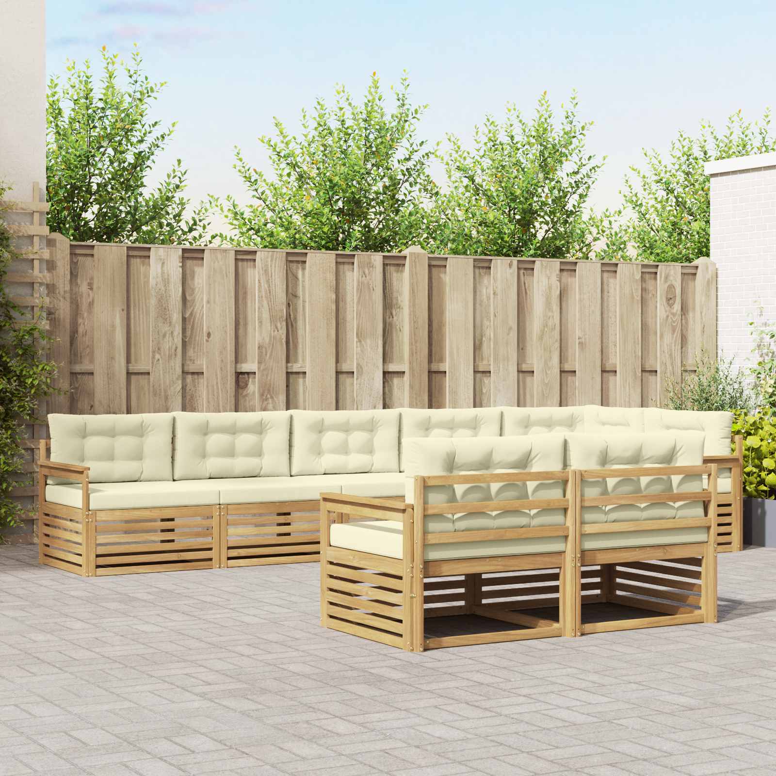 vidaXL Buiten bankenset 8 pcs Naturel