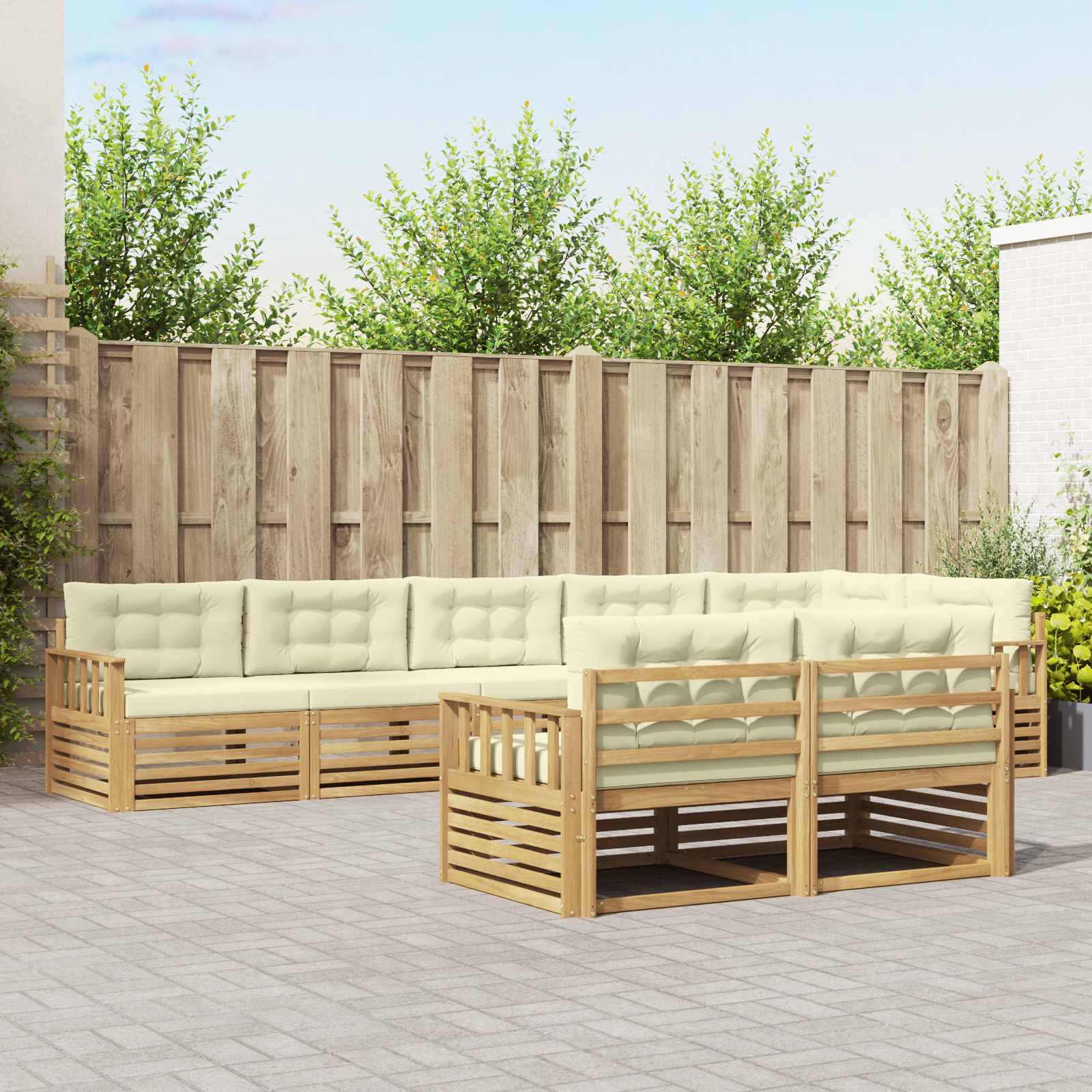 vidaXL Buiten bankenset 8 pcs Naturel