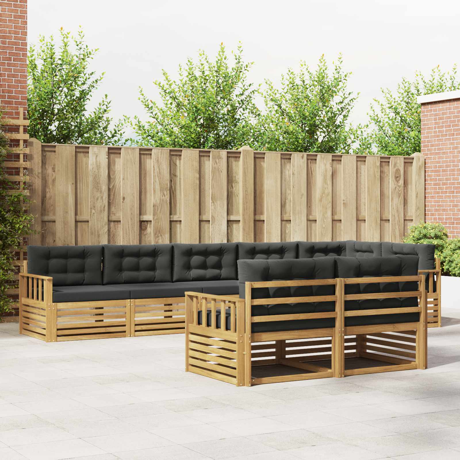 vidaXL Buiten bankenset 8 pcs Naturel