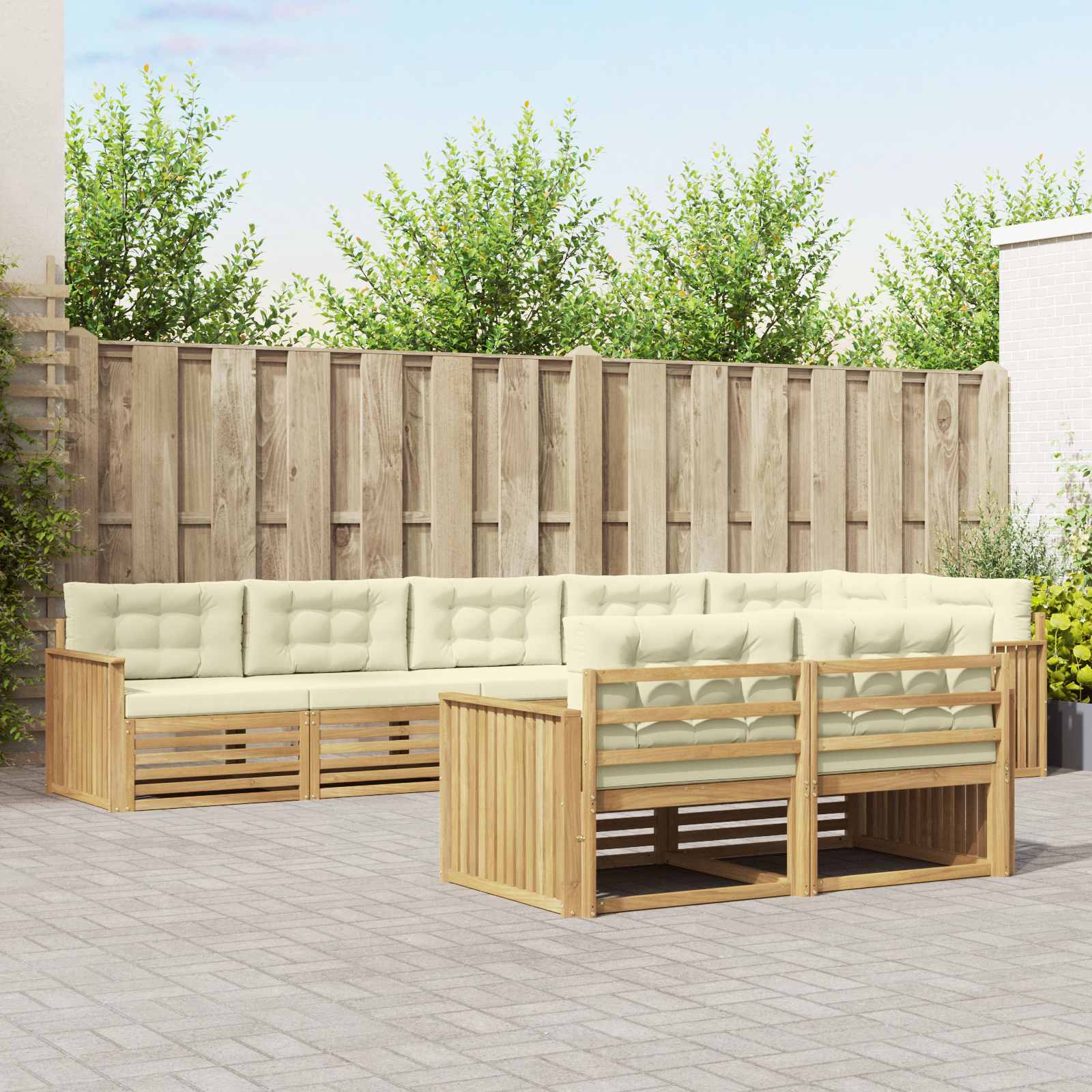 vidaXL Buiten bankenset 8 pcs Naturel